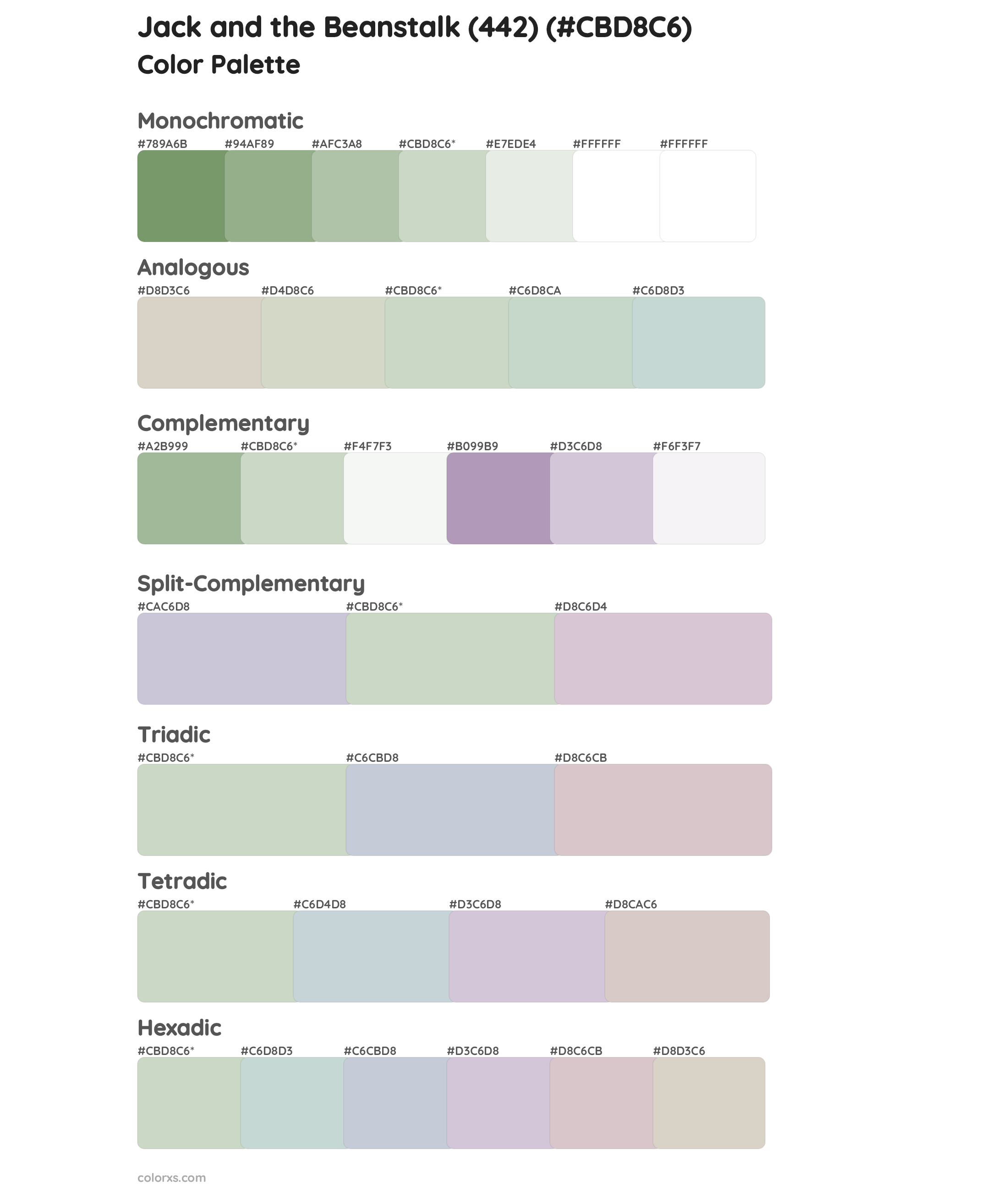 Jack and the Beanstalk (442) Color Scheme Palettes