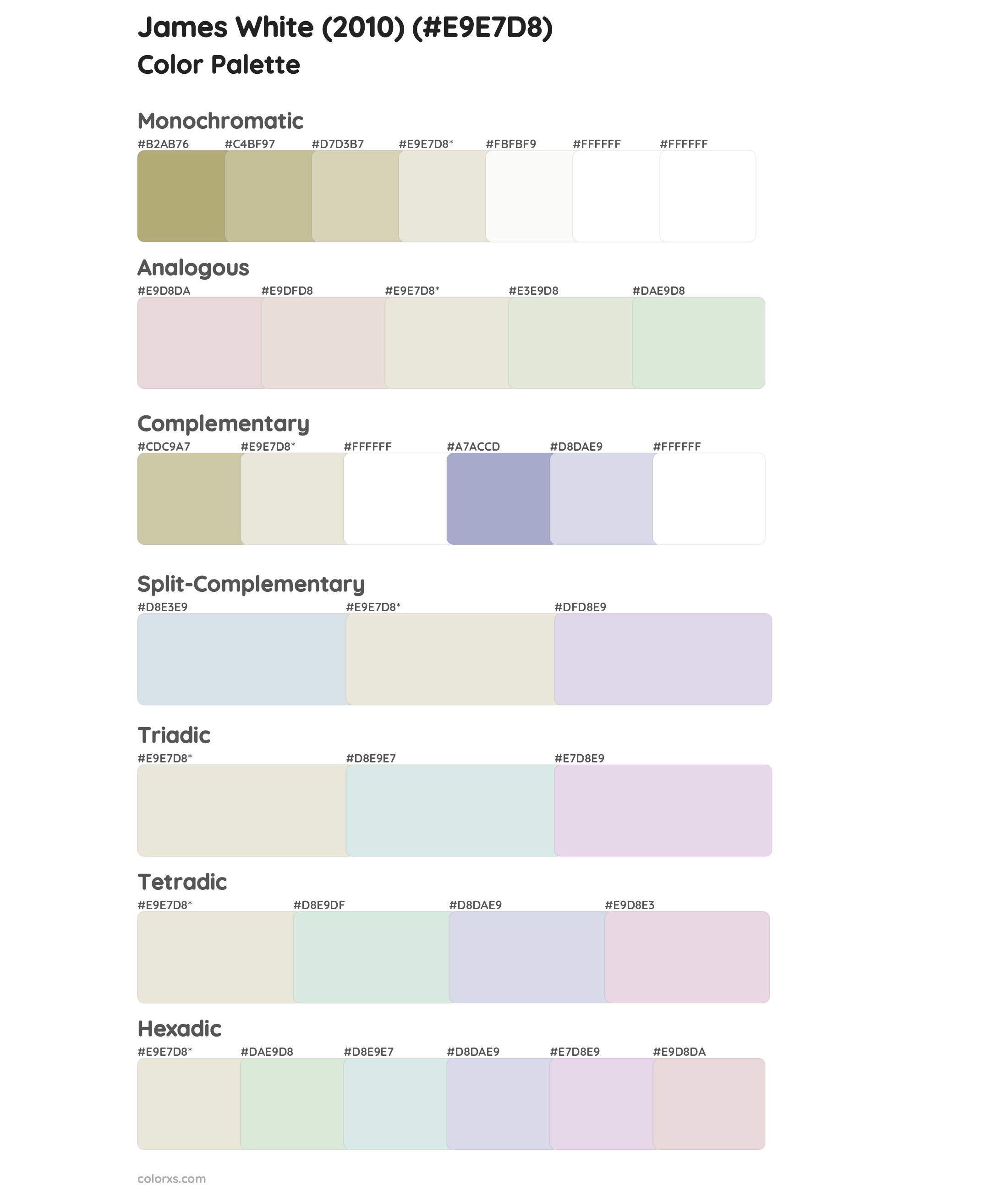 James White (2010) Color Scheme Palettes