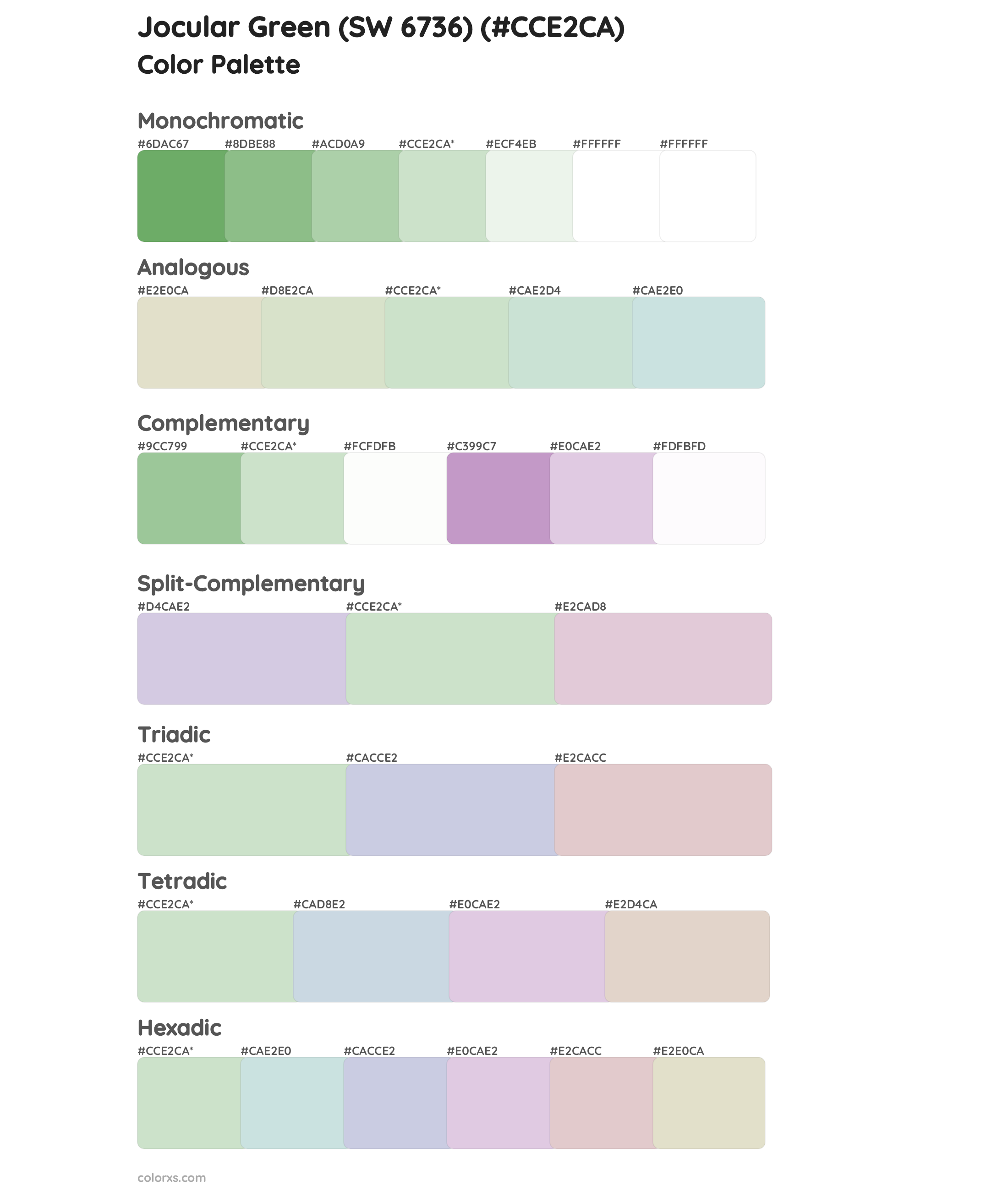 Jocular Green (SW 6736) Color Scheme Palettes