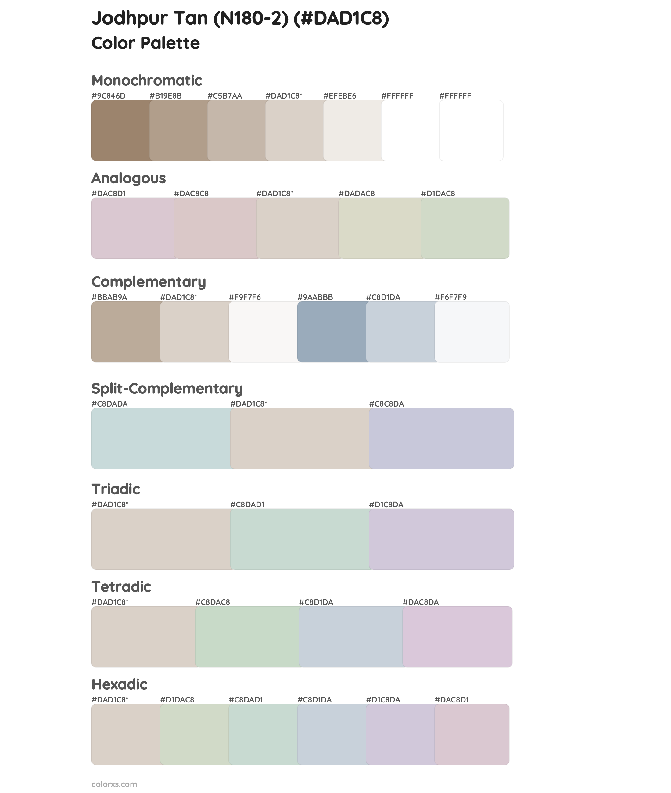 Jodhpur Tan (N180-2) Color Scheme Palettes