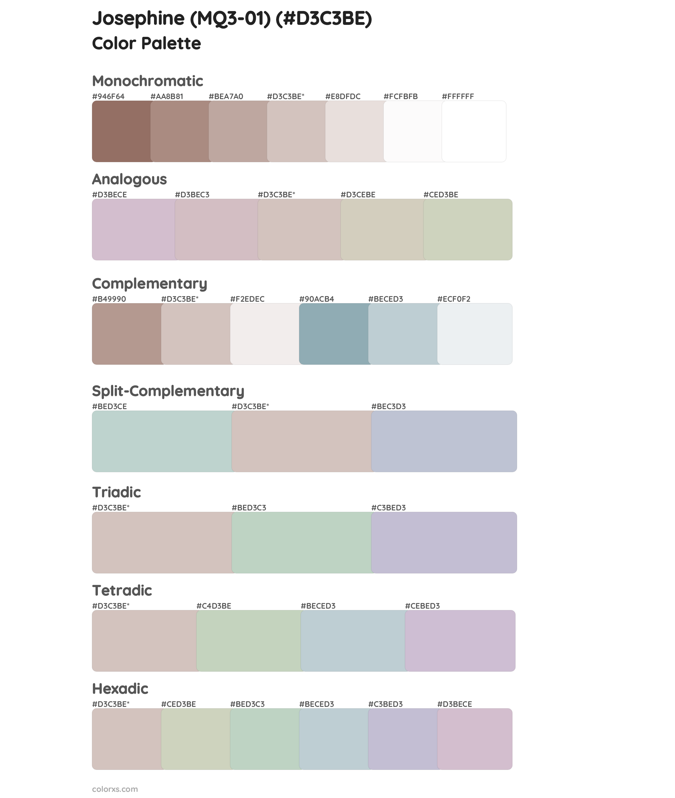 Josephine (MQ3-01) Color Scheme Palettes