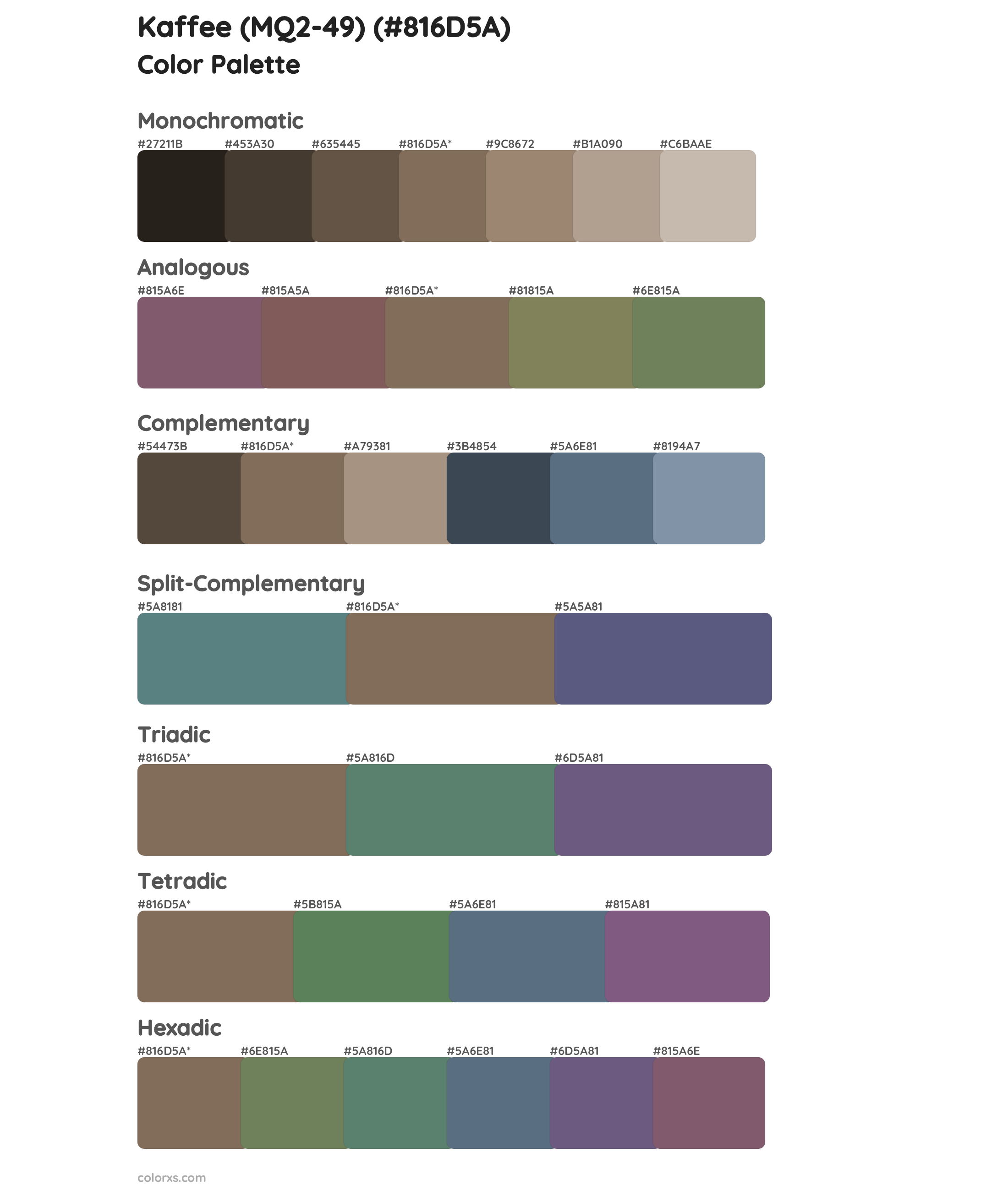 Kaffee (MQ2-49) Color Scheme Palettes