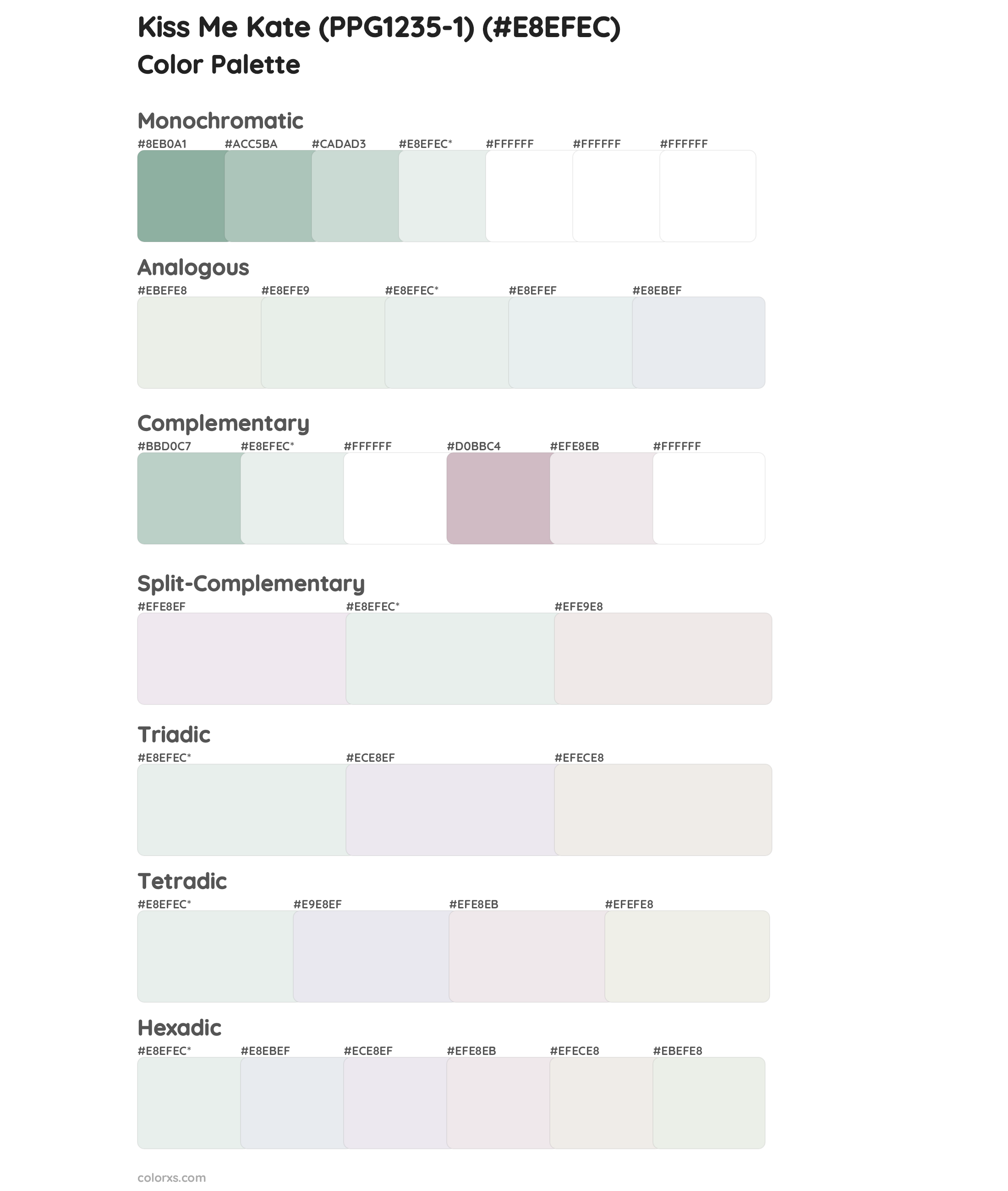 Kiss Me Kate (PPG1235-1) Color Scheme Palettes