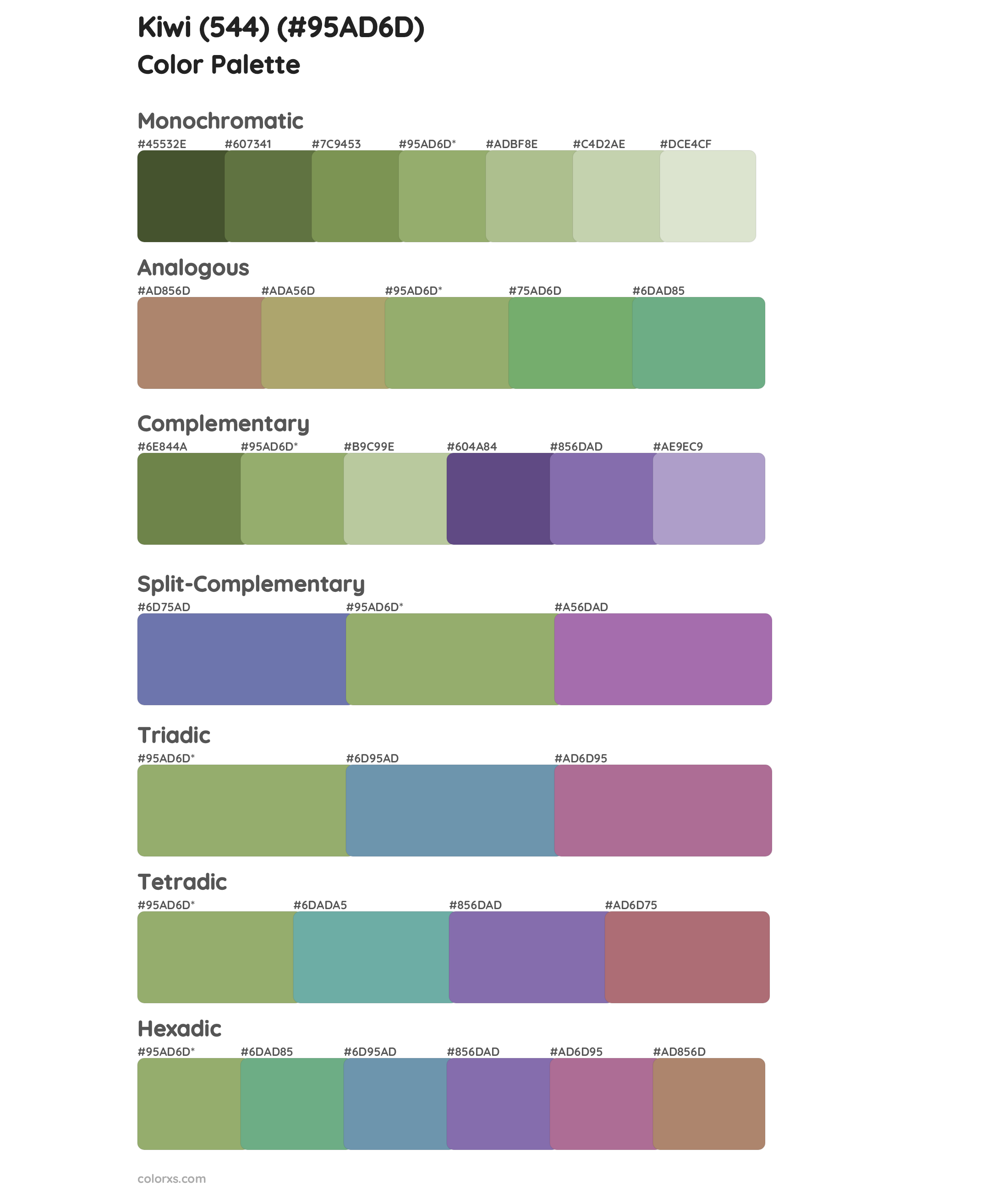 Kiwi (544) Color Scheme Palettes