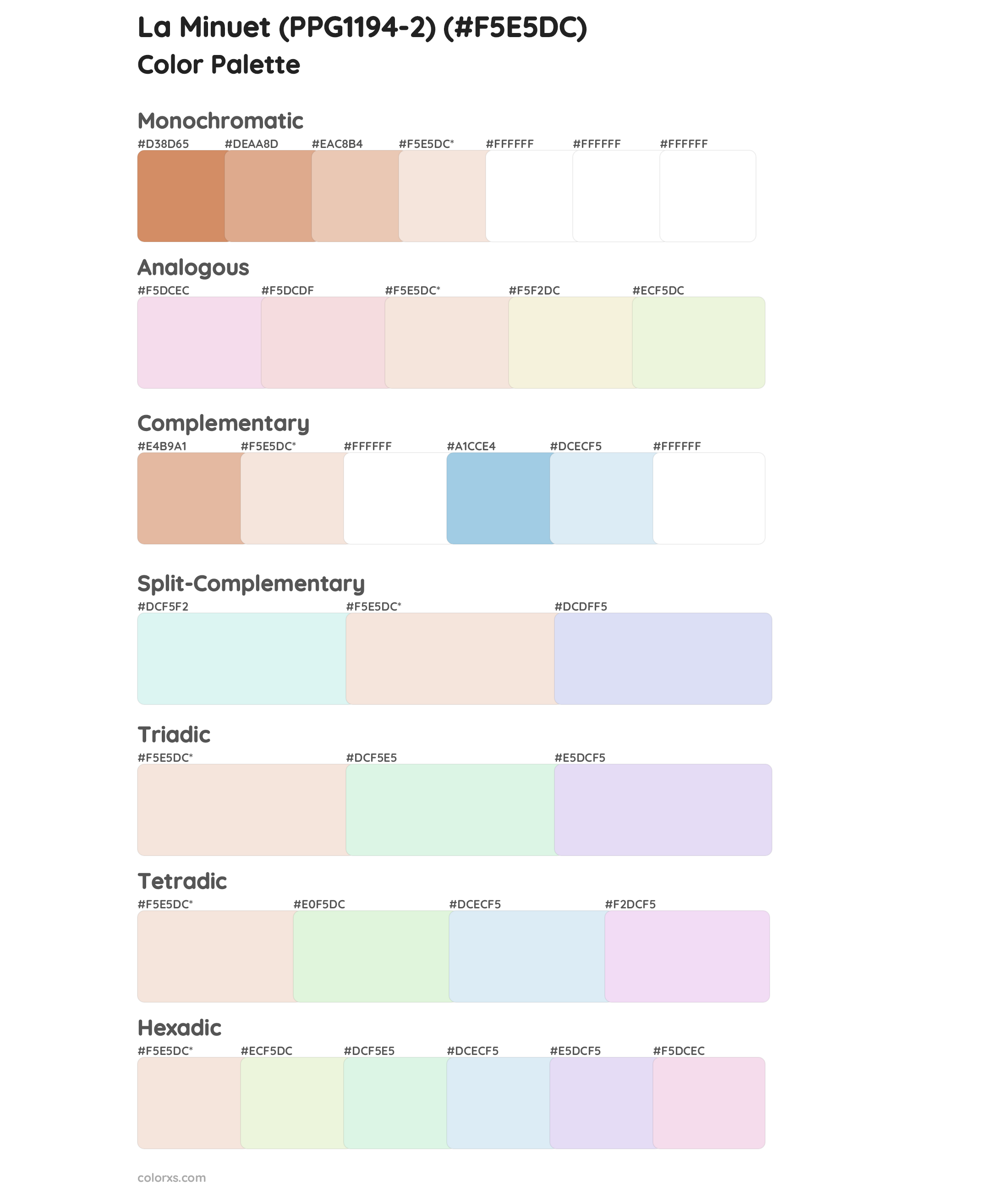 La Minuet (PPG1194-2) Color Scheme Palettes