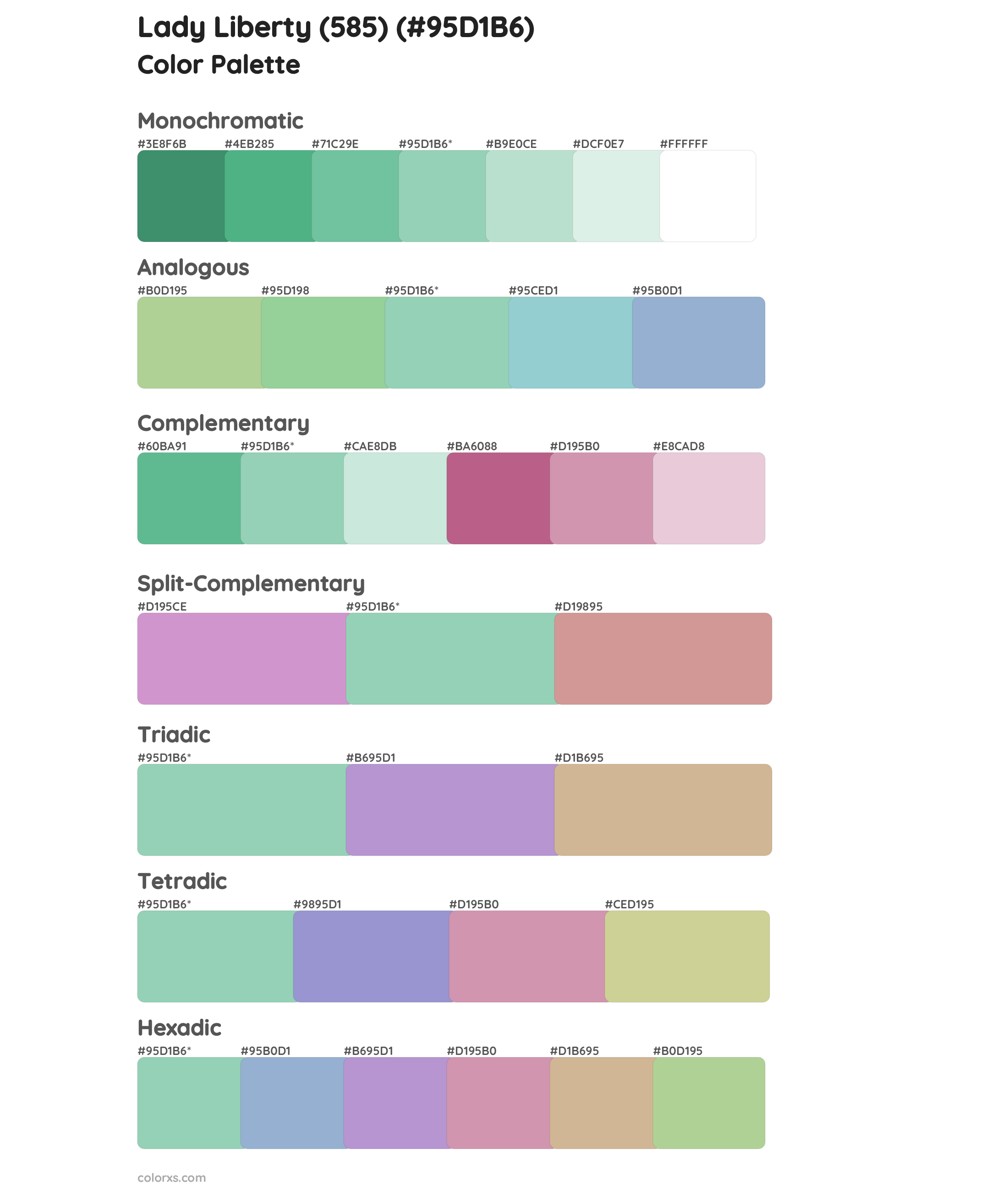 Lady Liberty (585) Color Scheme Palettes