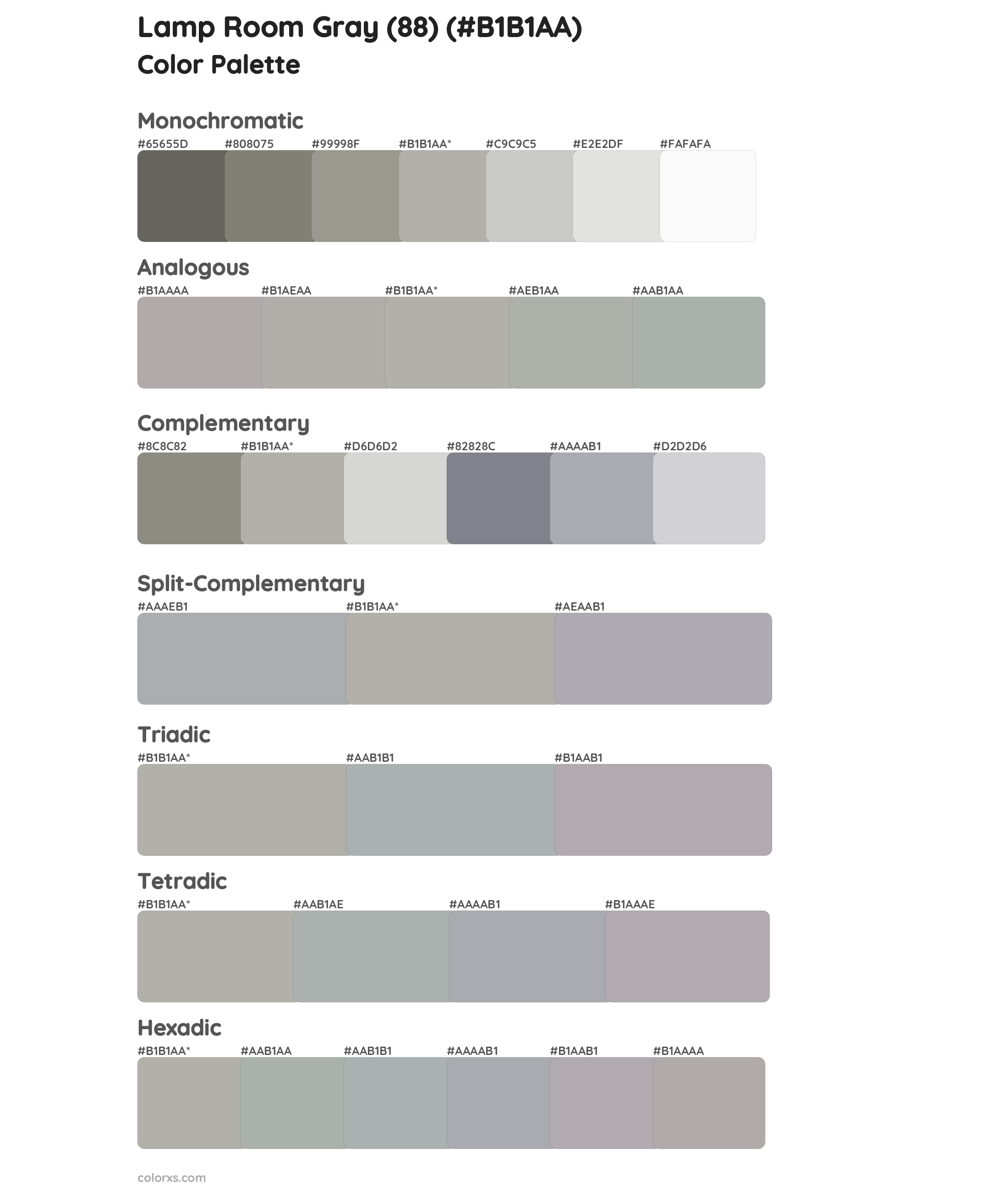 Lamp Room Gray (88) Color Scheme Palettes