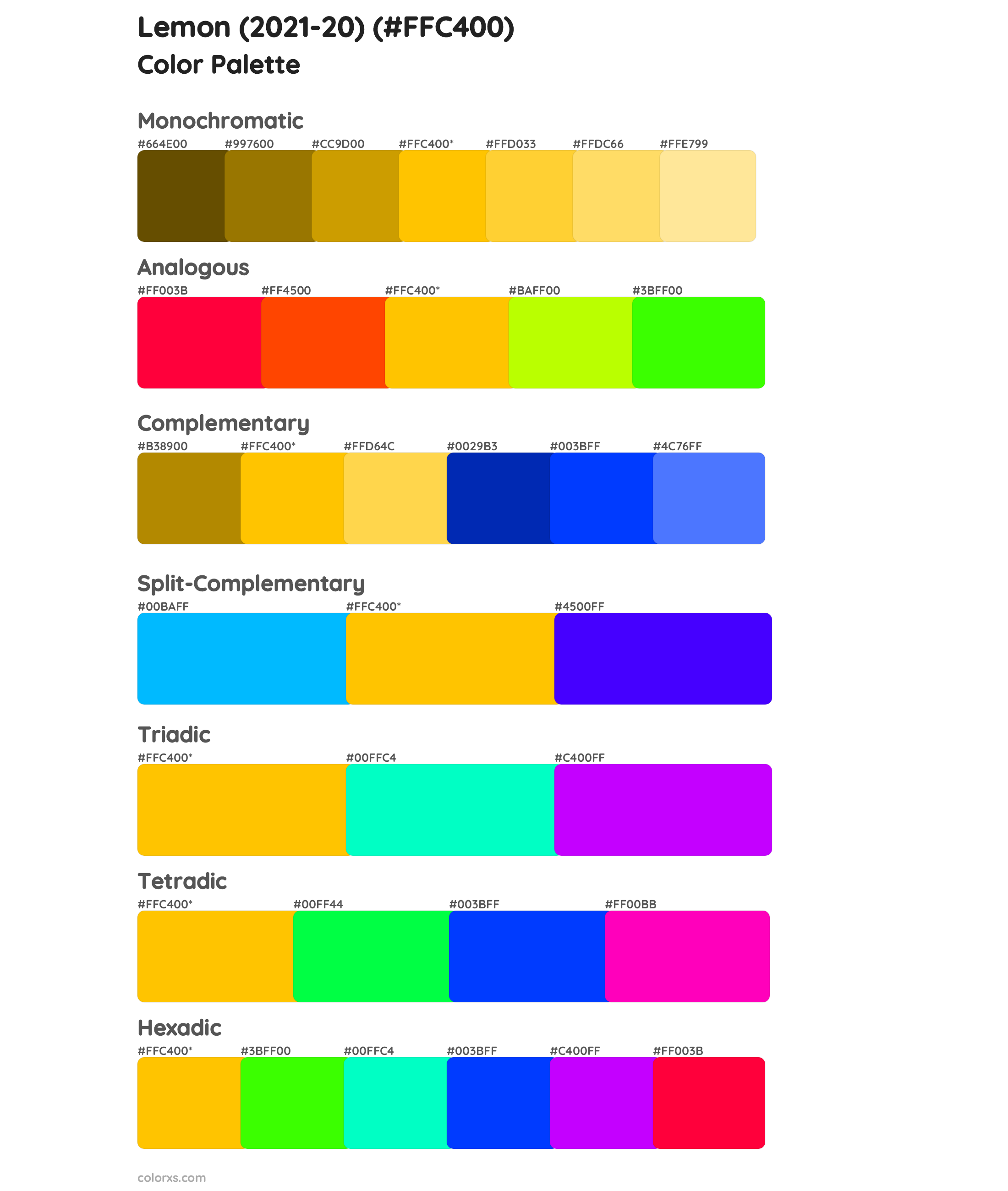 Lemon (2021-20) Color Scheme Palettes