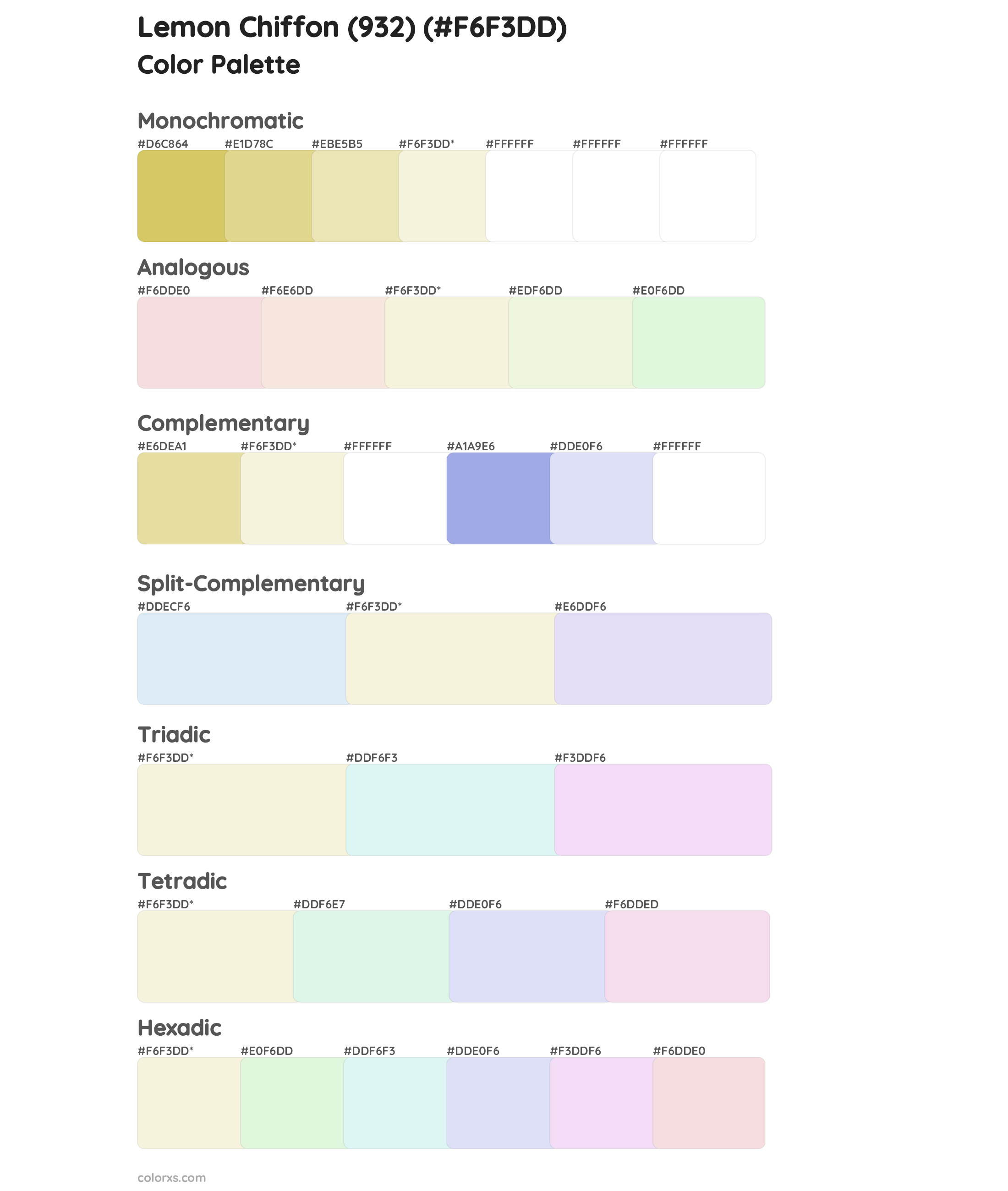 Lemon Chiffon (932) Color Scheme Palettes