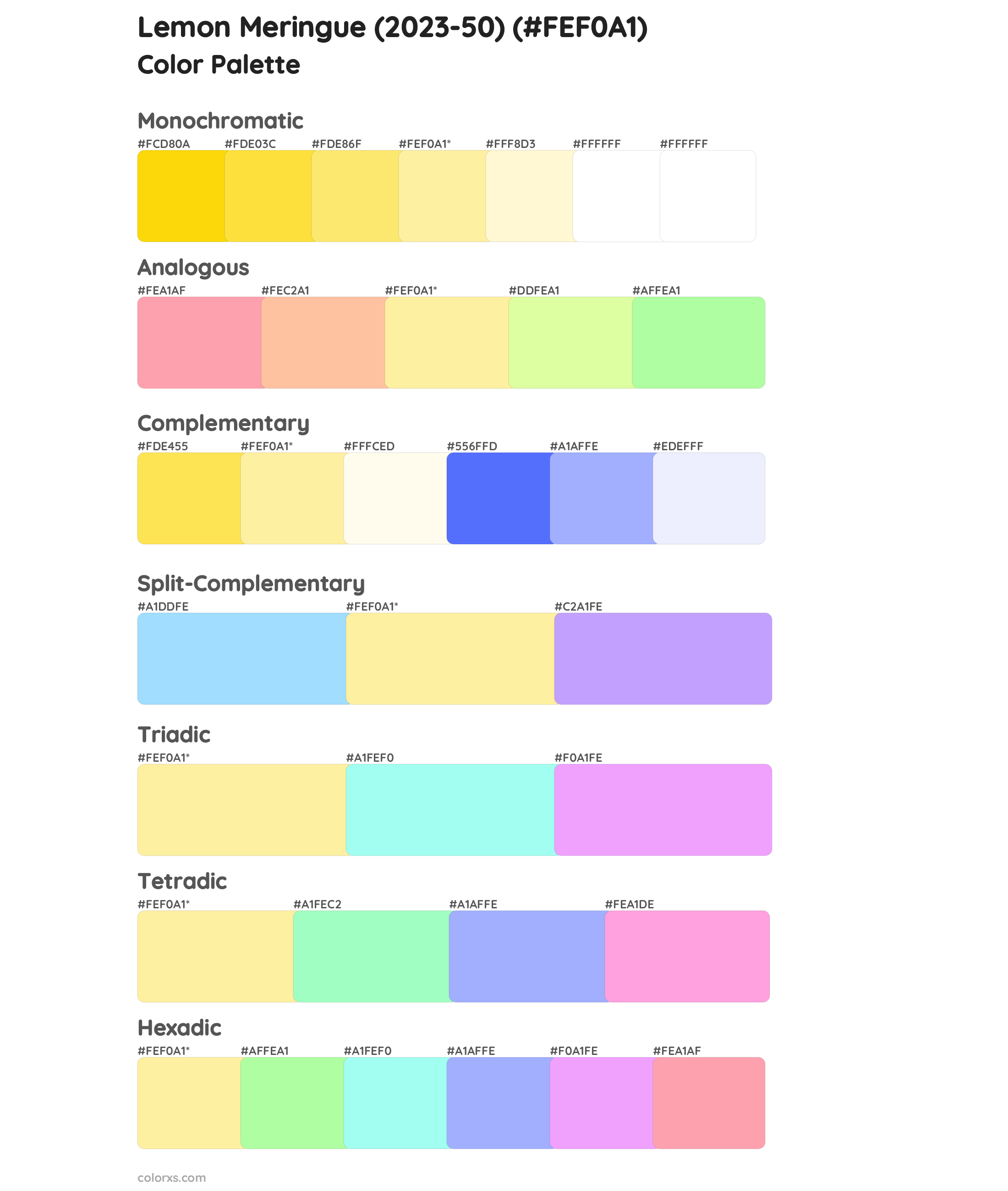 Lemon Meringue (2023-50) Color Scheme Palettes