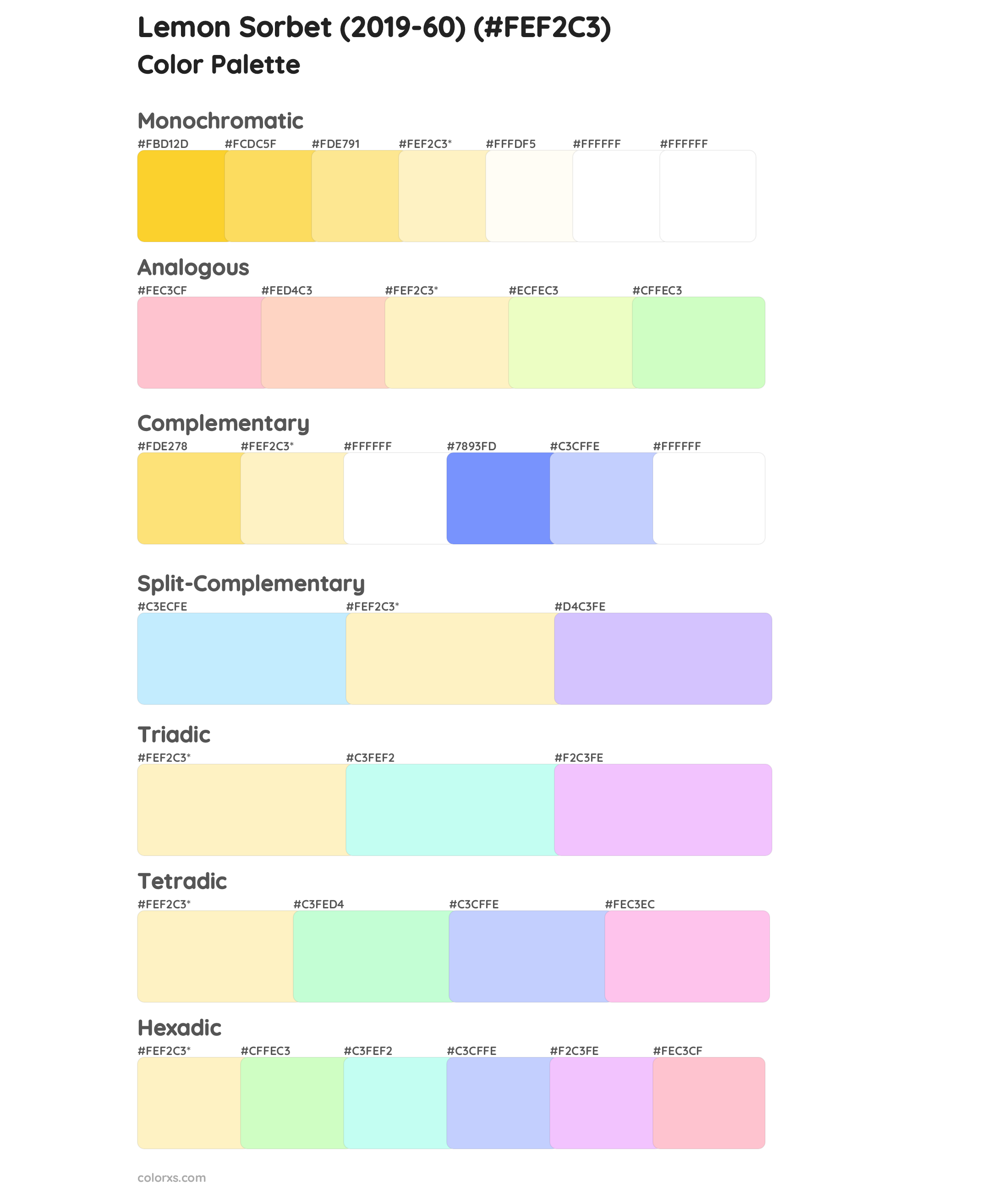 Lemon Sorbet (2019-60) Color Scheme Palettes