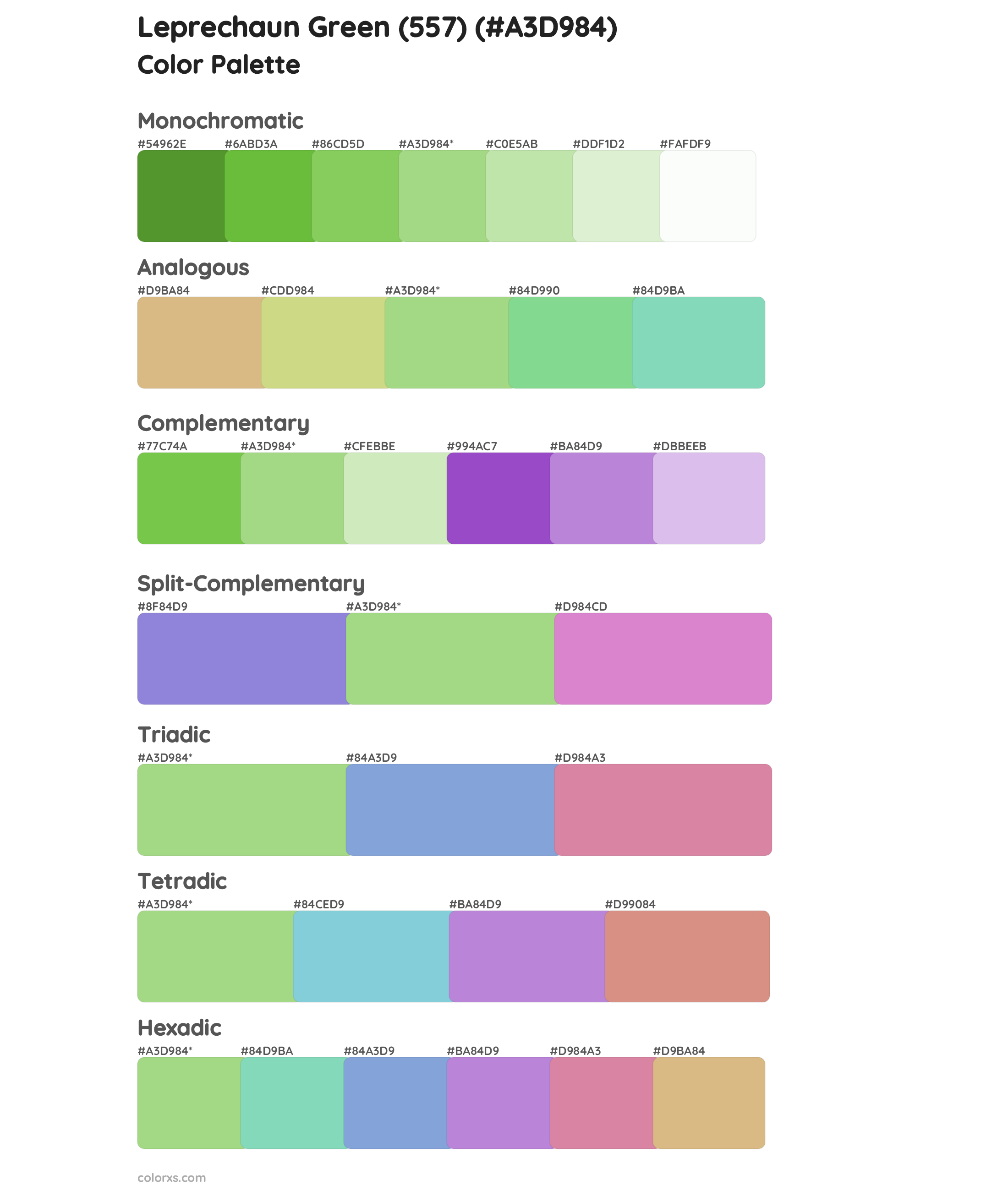 Leprechaun Green (557) Color Scheme Palettes