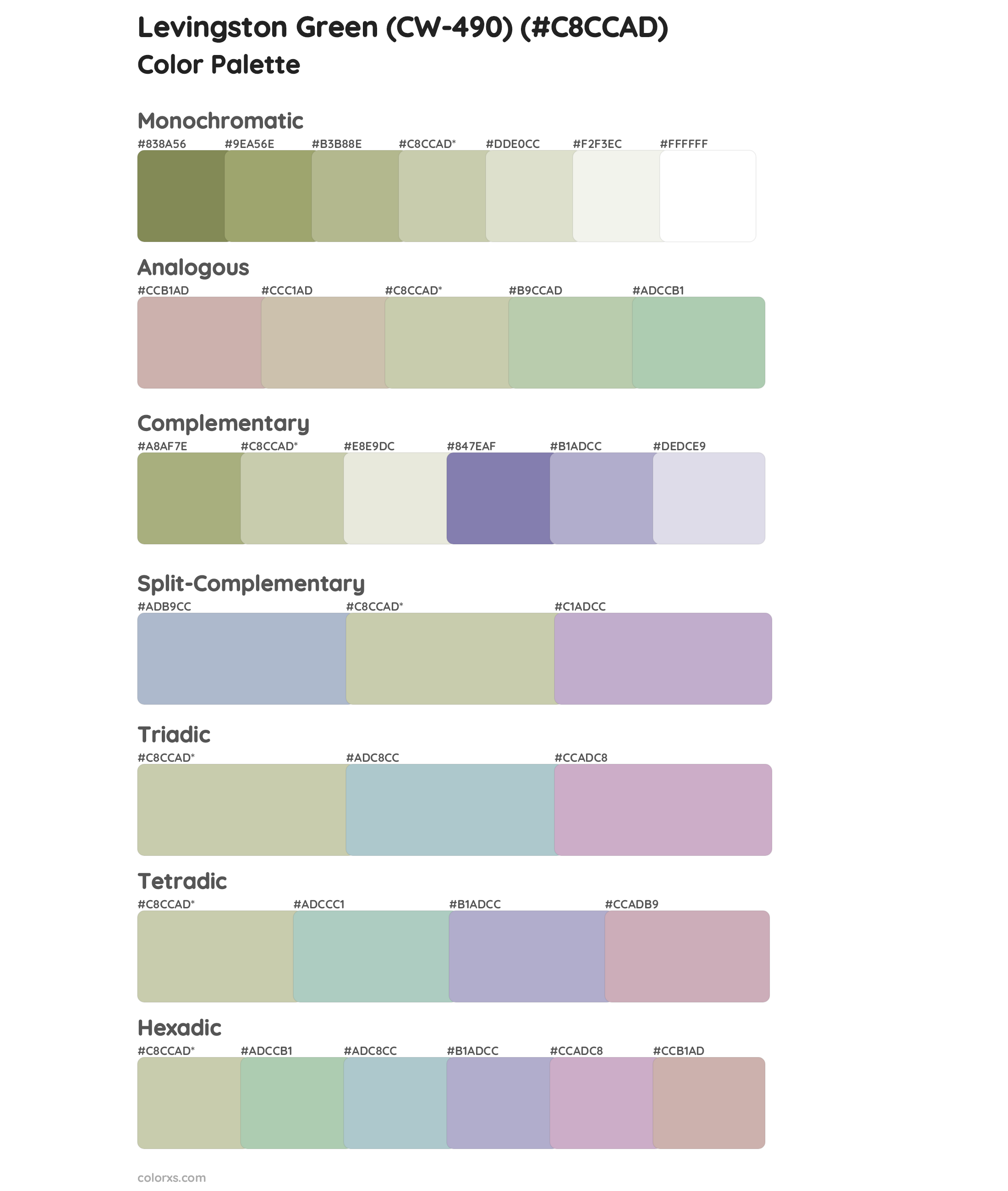 Levingston Green (CW-490) Color Scheme Palettes