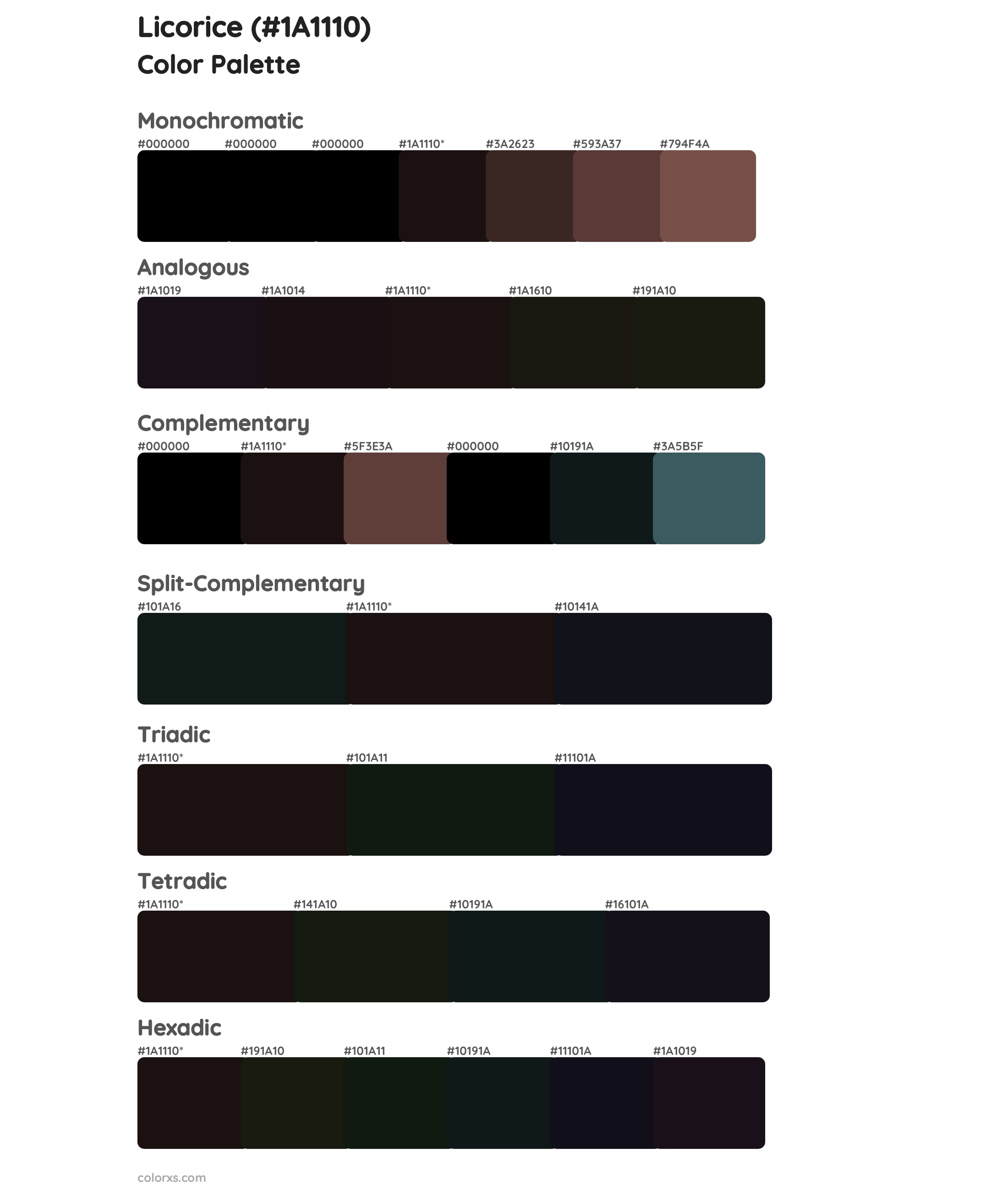 Licorice color palettes and color scheme combinations - colorxs.com