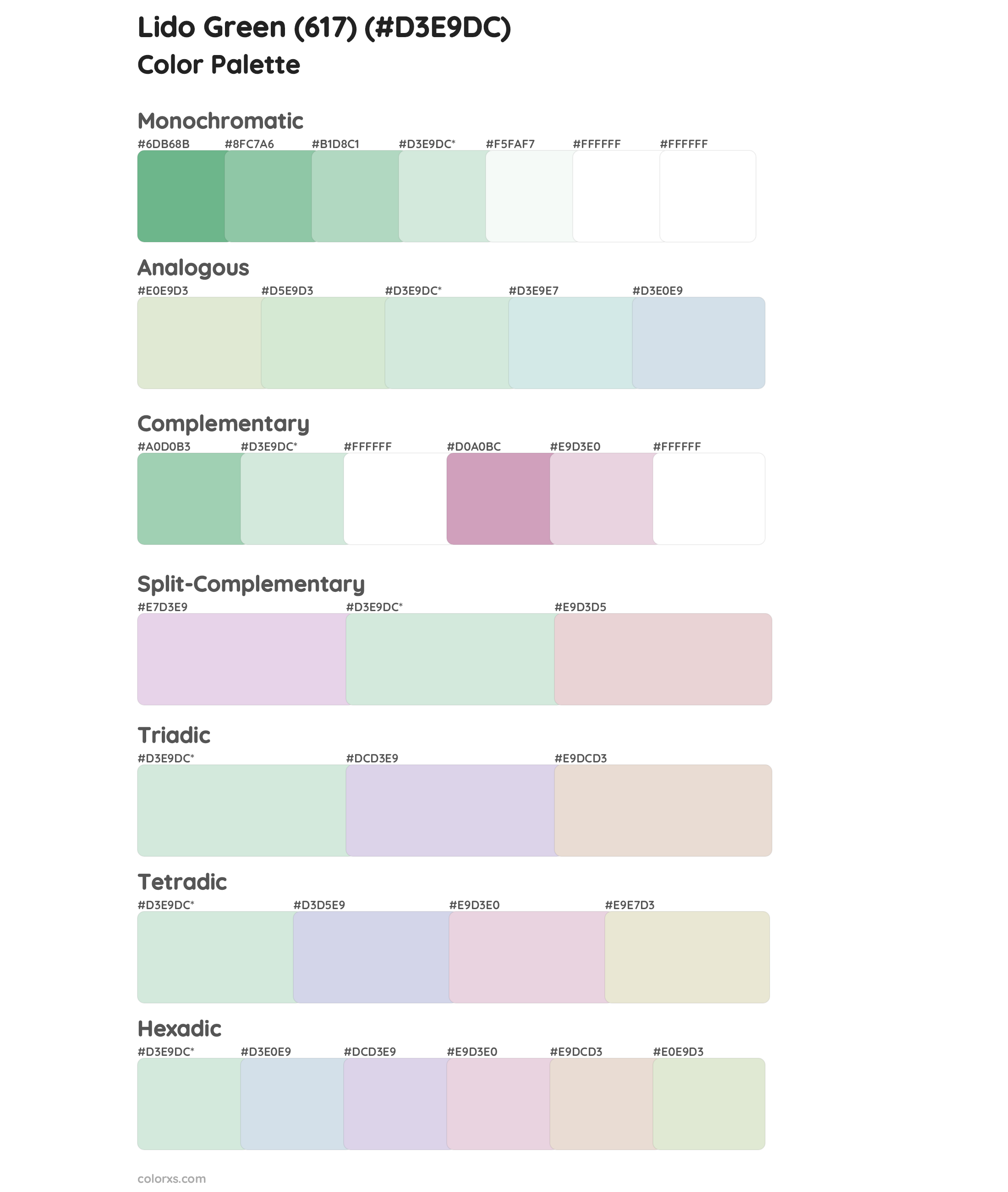 Lido Green (617) Color Scheme Palettes