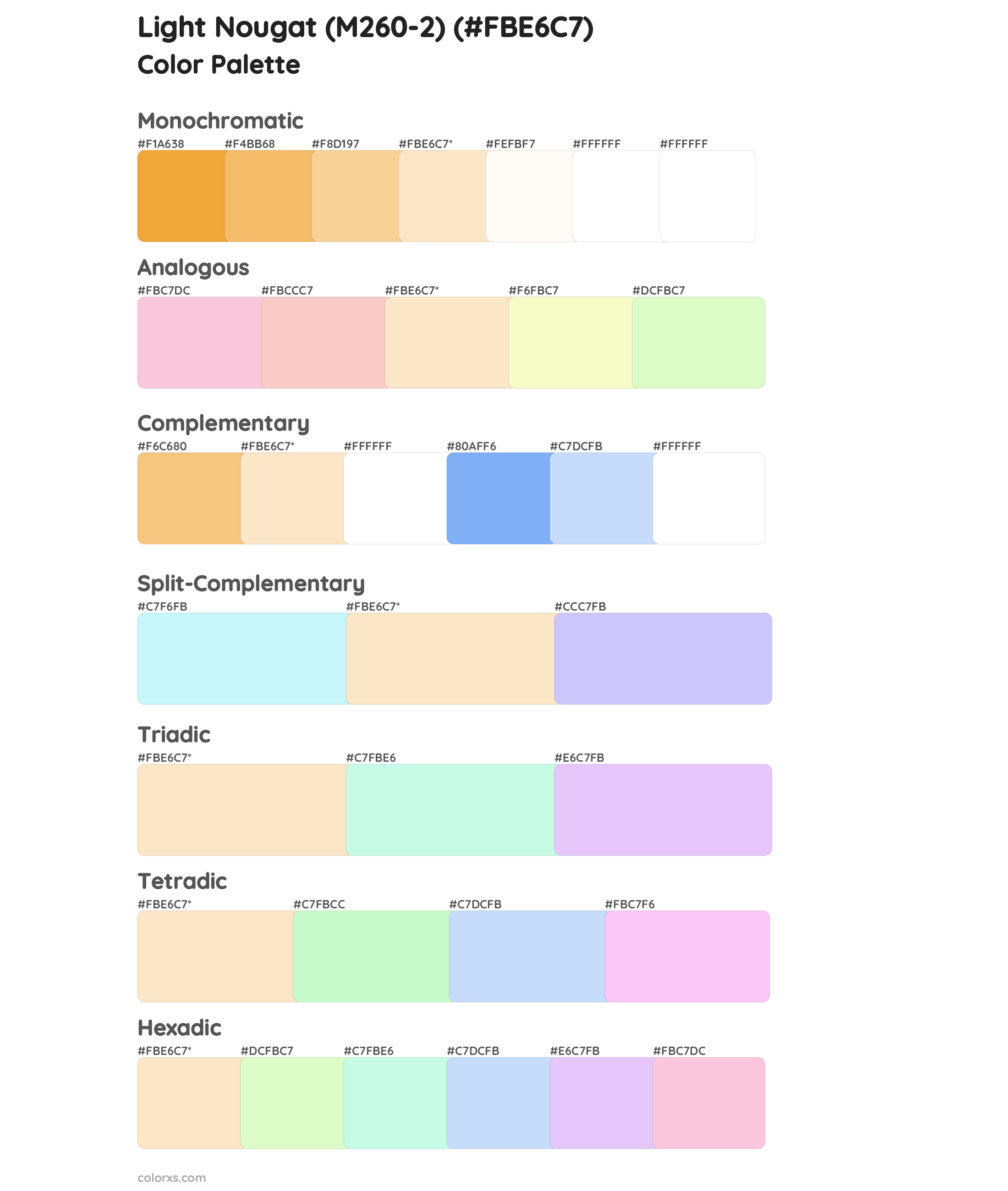 Light Nougat (M260-2) Color Scheme Palettes