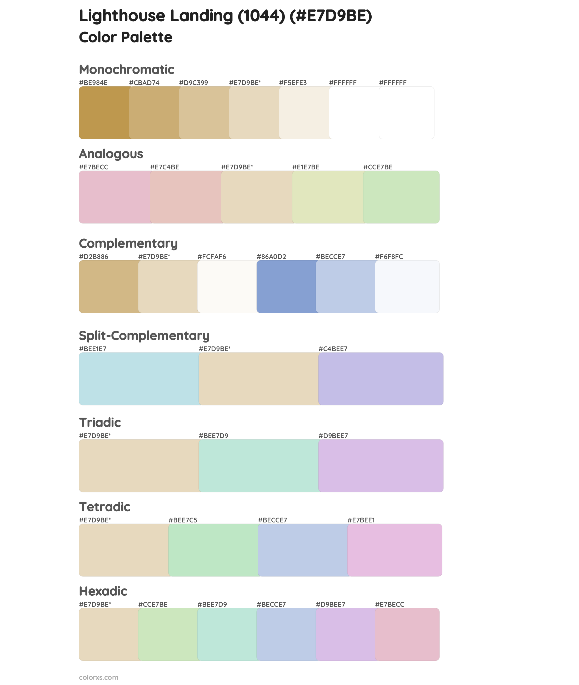 Lighthouse Landing (1044) Color Scheme Palettes