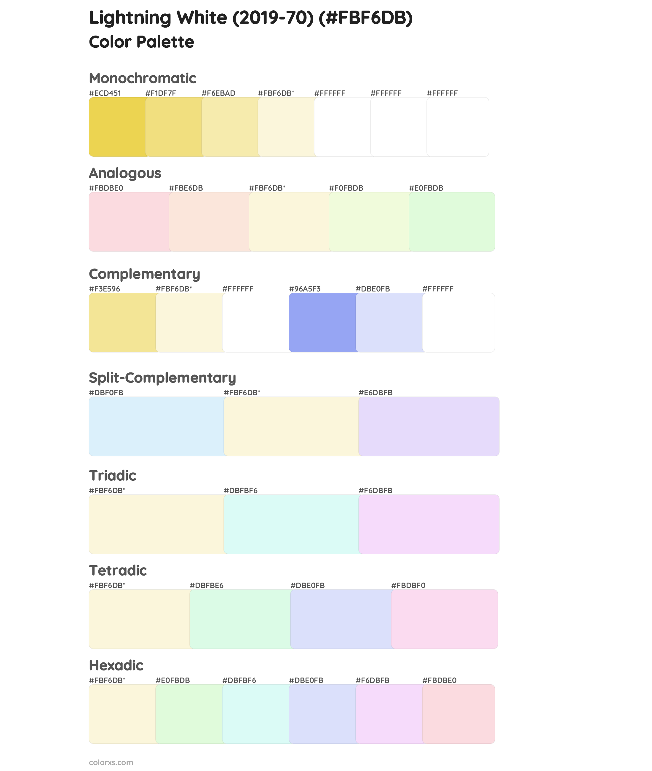 Lightning White (2019-70) Color Scheme Palettes