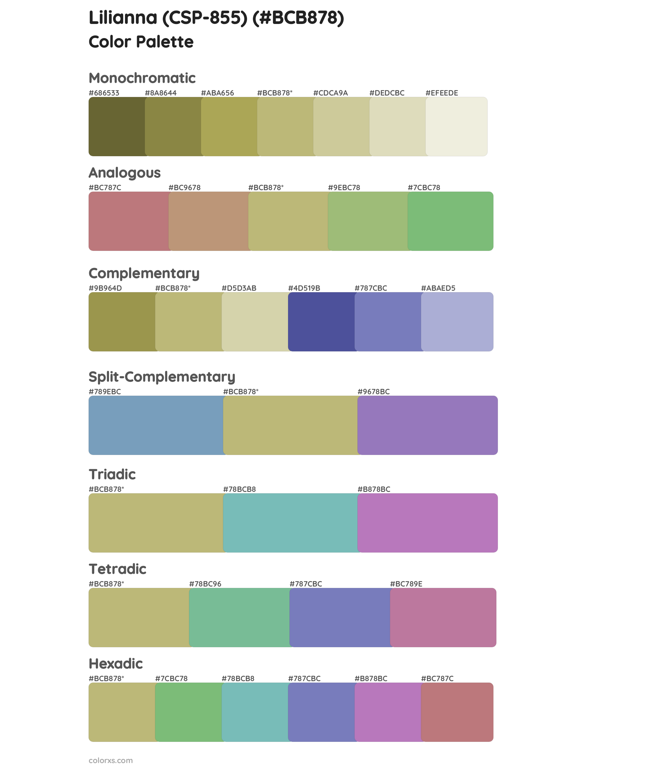 Lilianna (CSP-855) Color Scheme Palettes