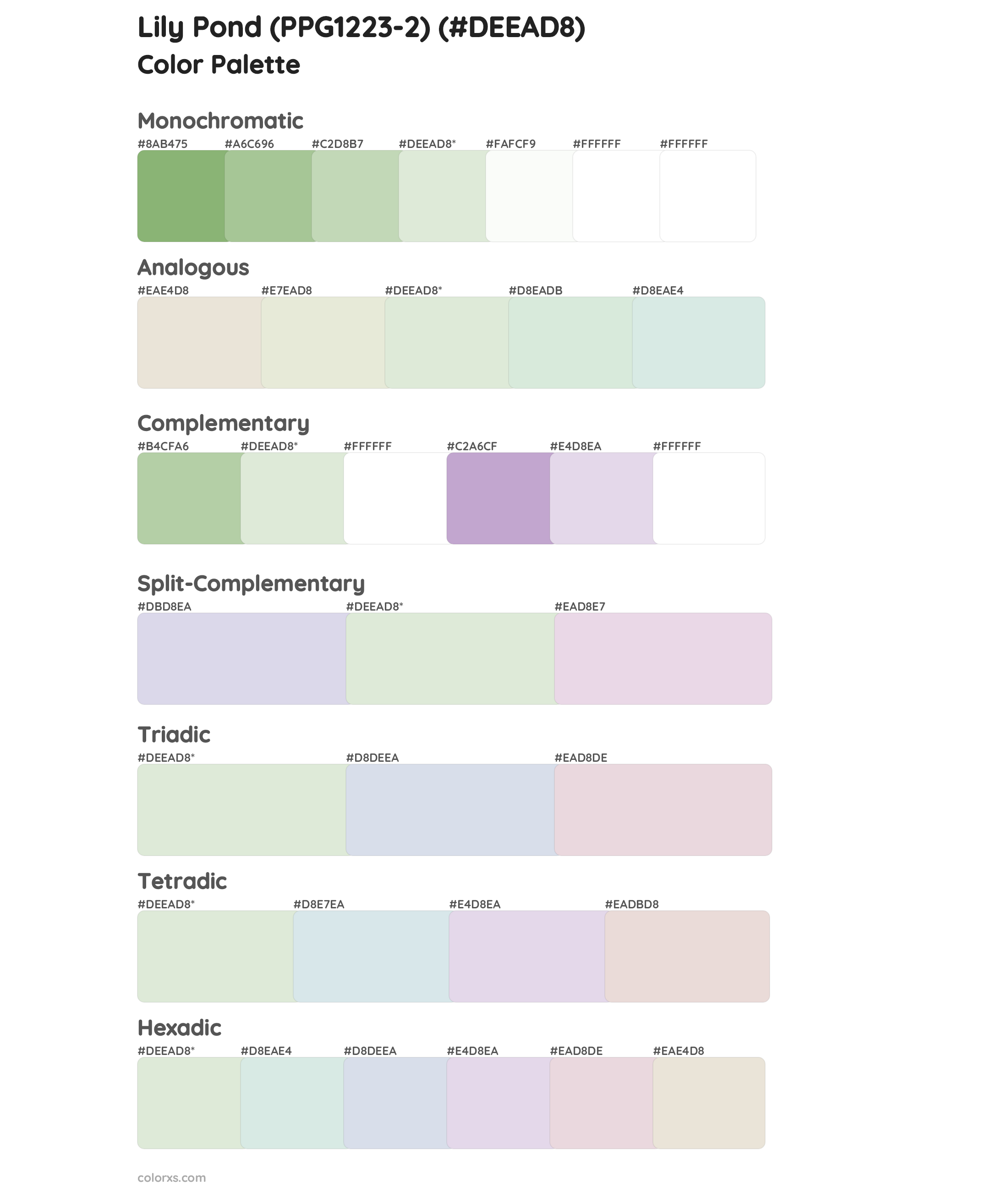 Lily Pond (PPG1223-2) Color Scheme Palettes