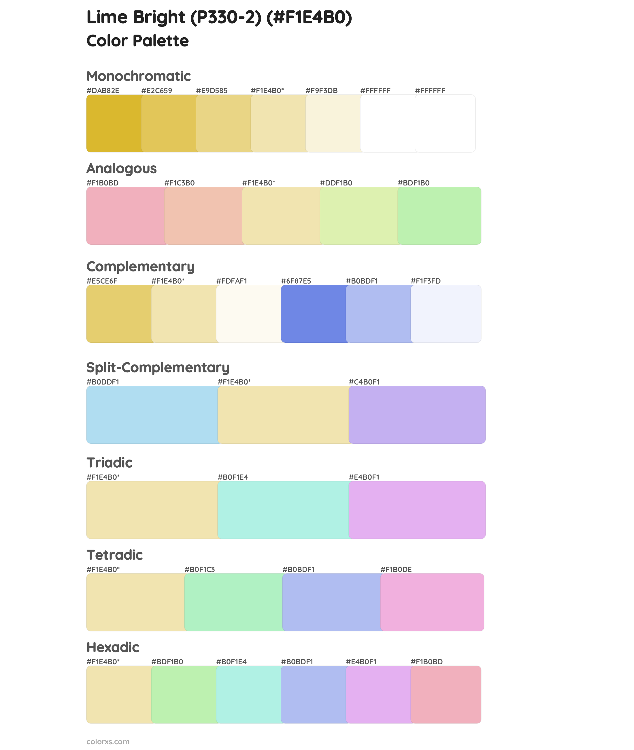 Lime Bright (P330-2) Color Scheme Palettes