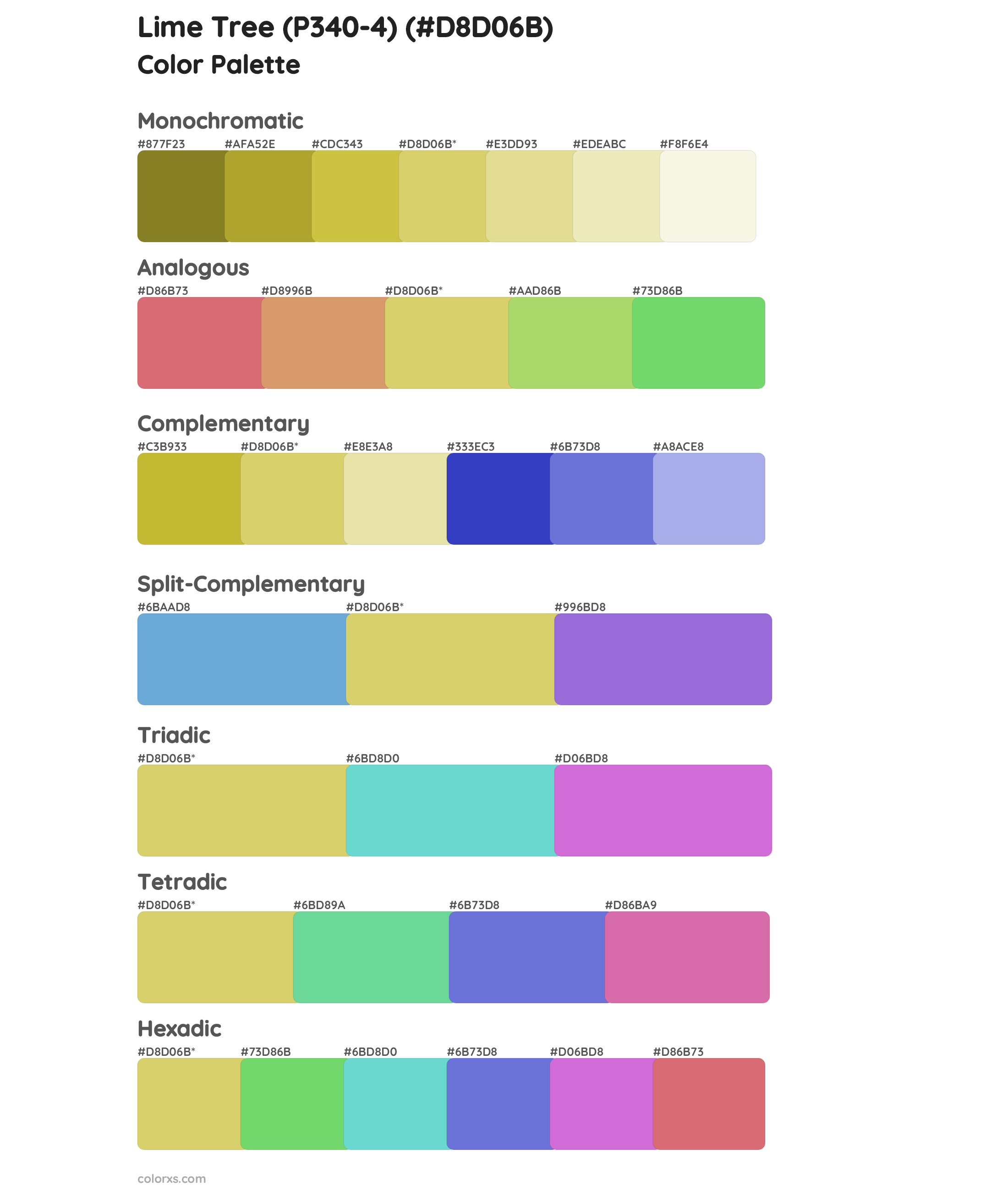 Lime Tree (P340-4) Color Scheme Palettes