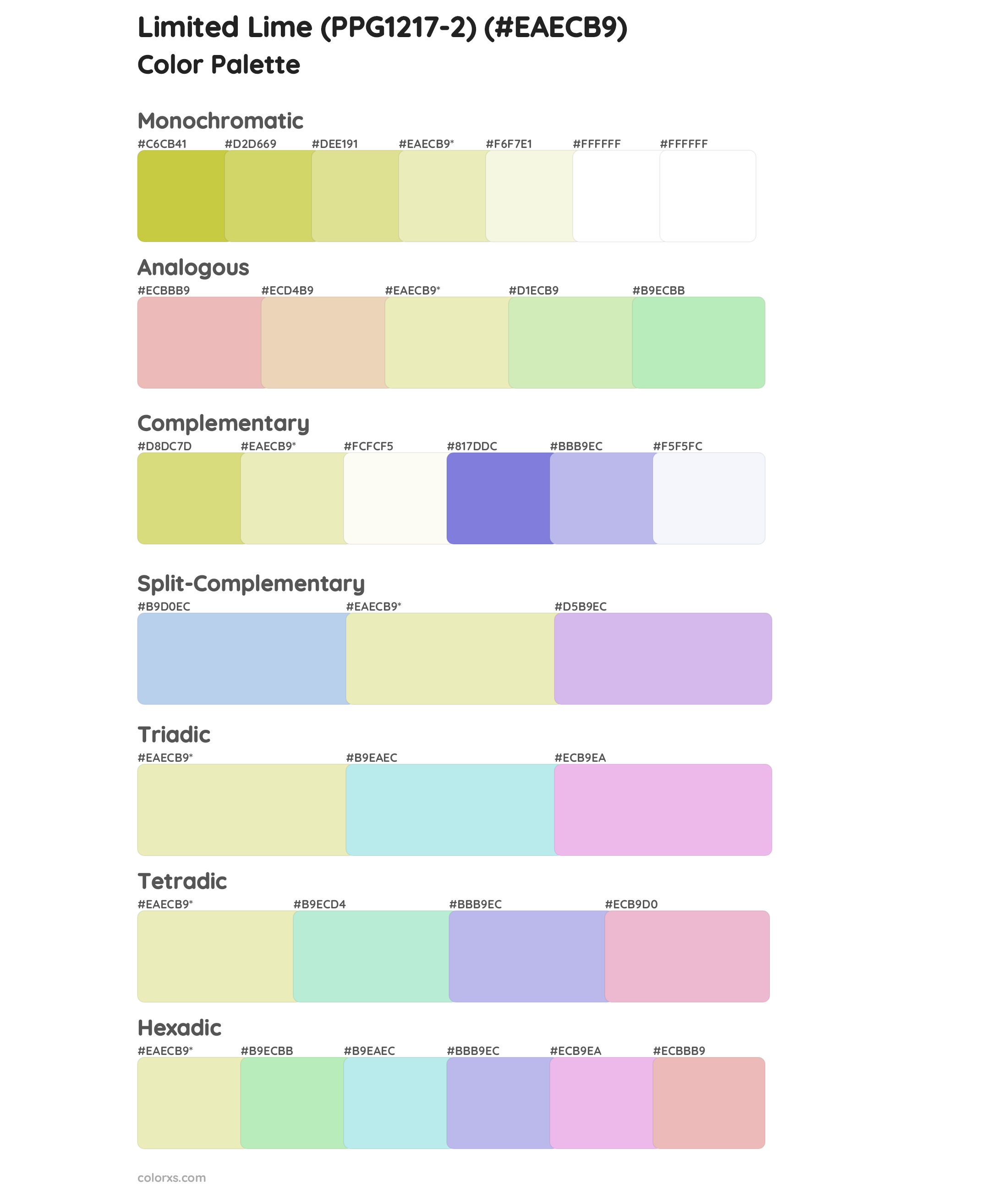 Limited Lime (PPG1217-2) Color Scheme Palettes