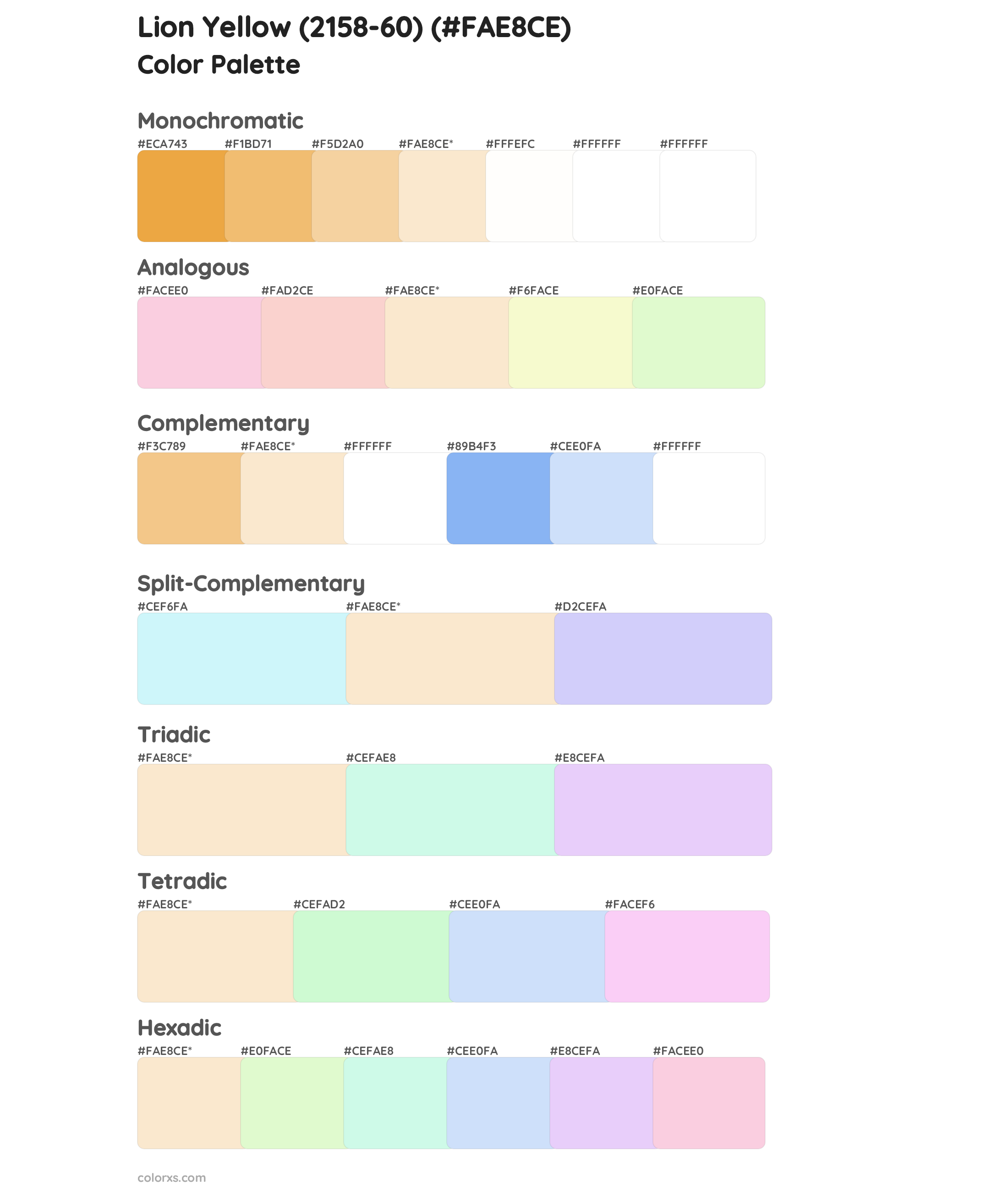 Lion Yellow (2158-60) Color Scheme Palettes