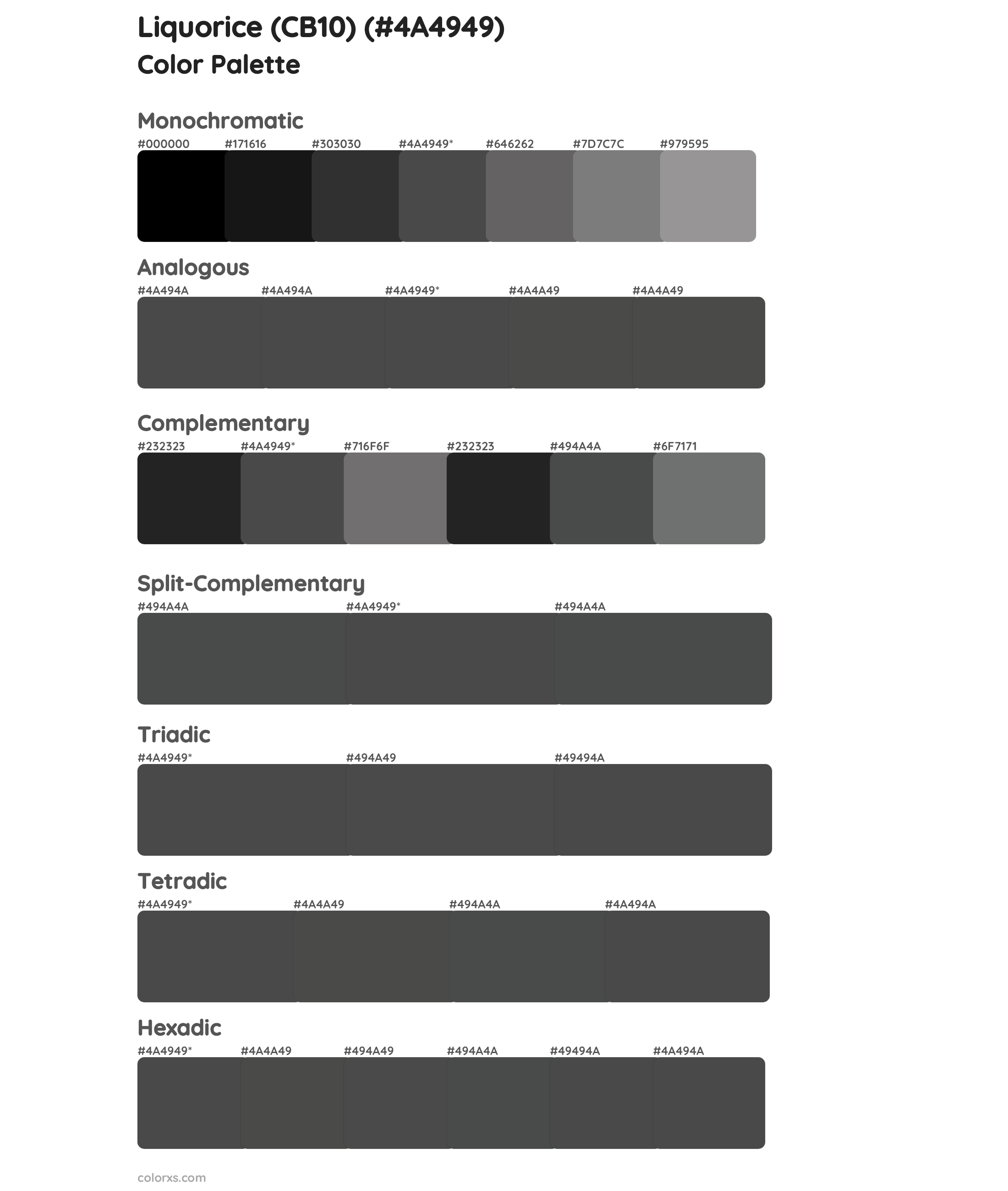 Liquorice (CB10) Color Scheme Palettes