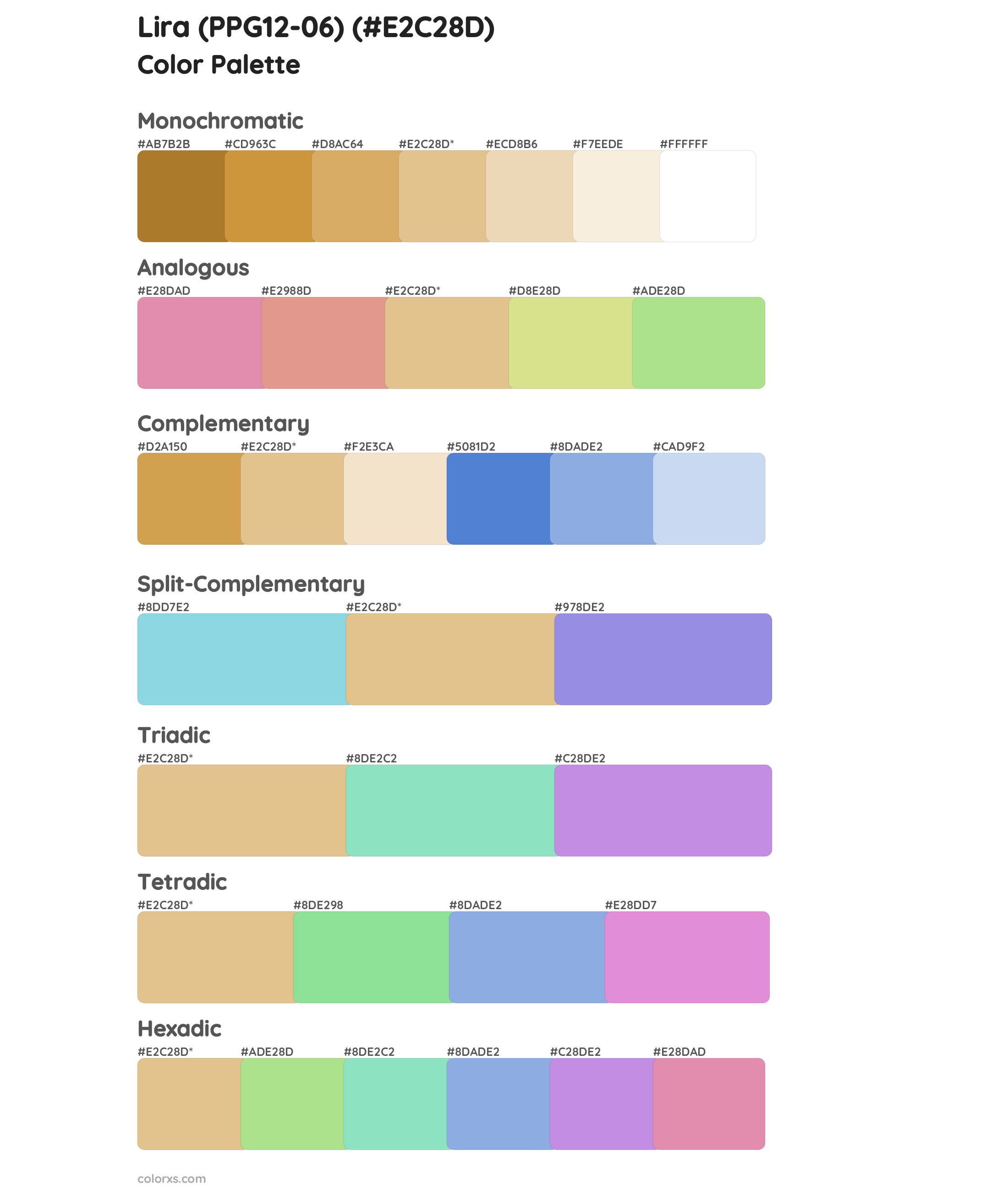 Lira (PPG12-06) Color Scheme Palettes