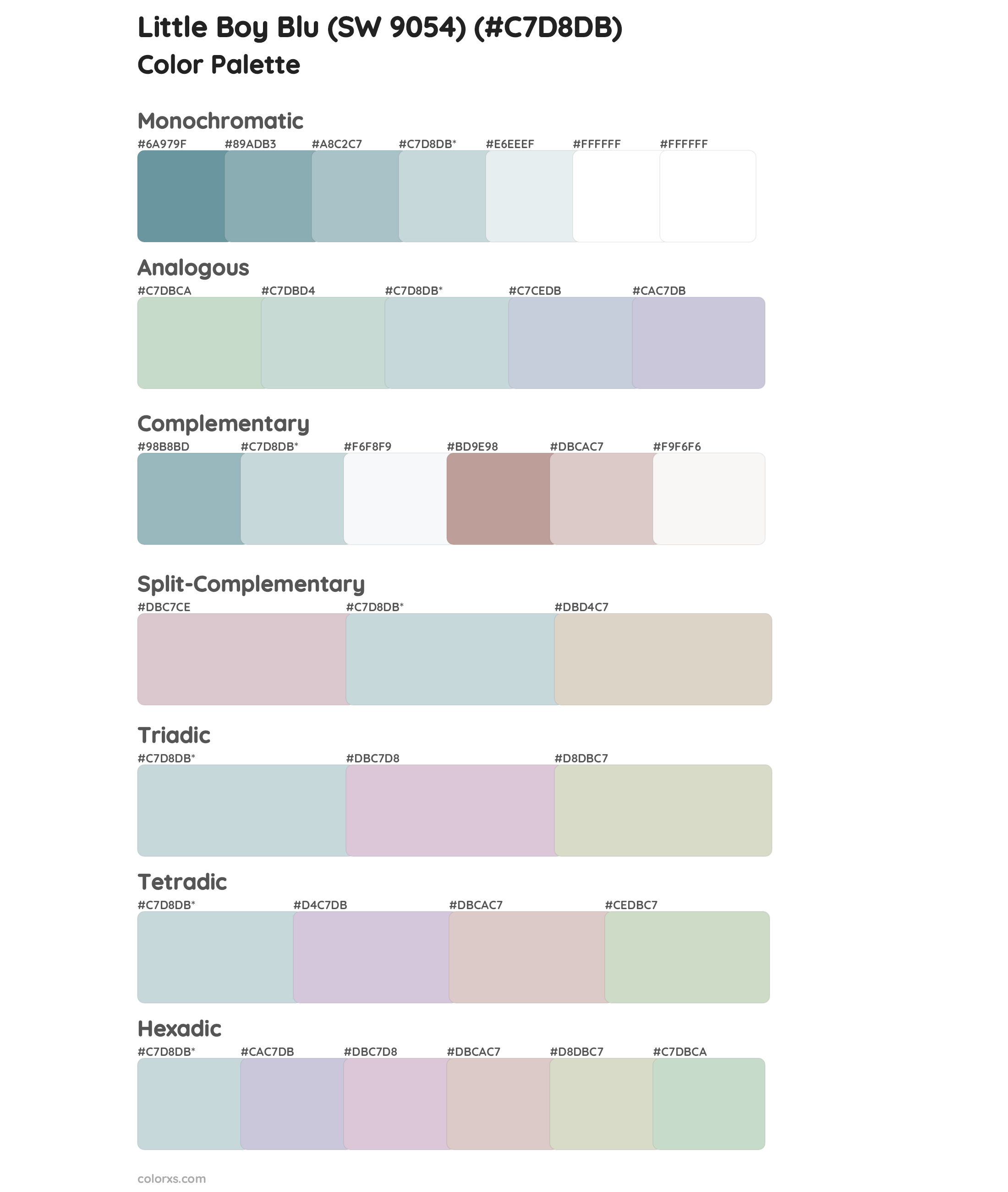 Little Boy Blu (SW 9054) Color Scheme Palettes