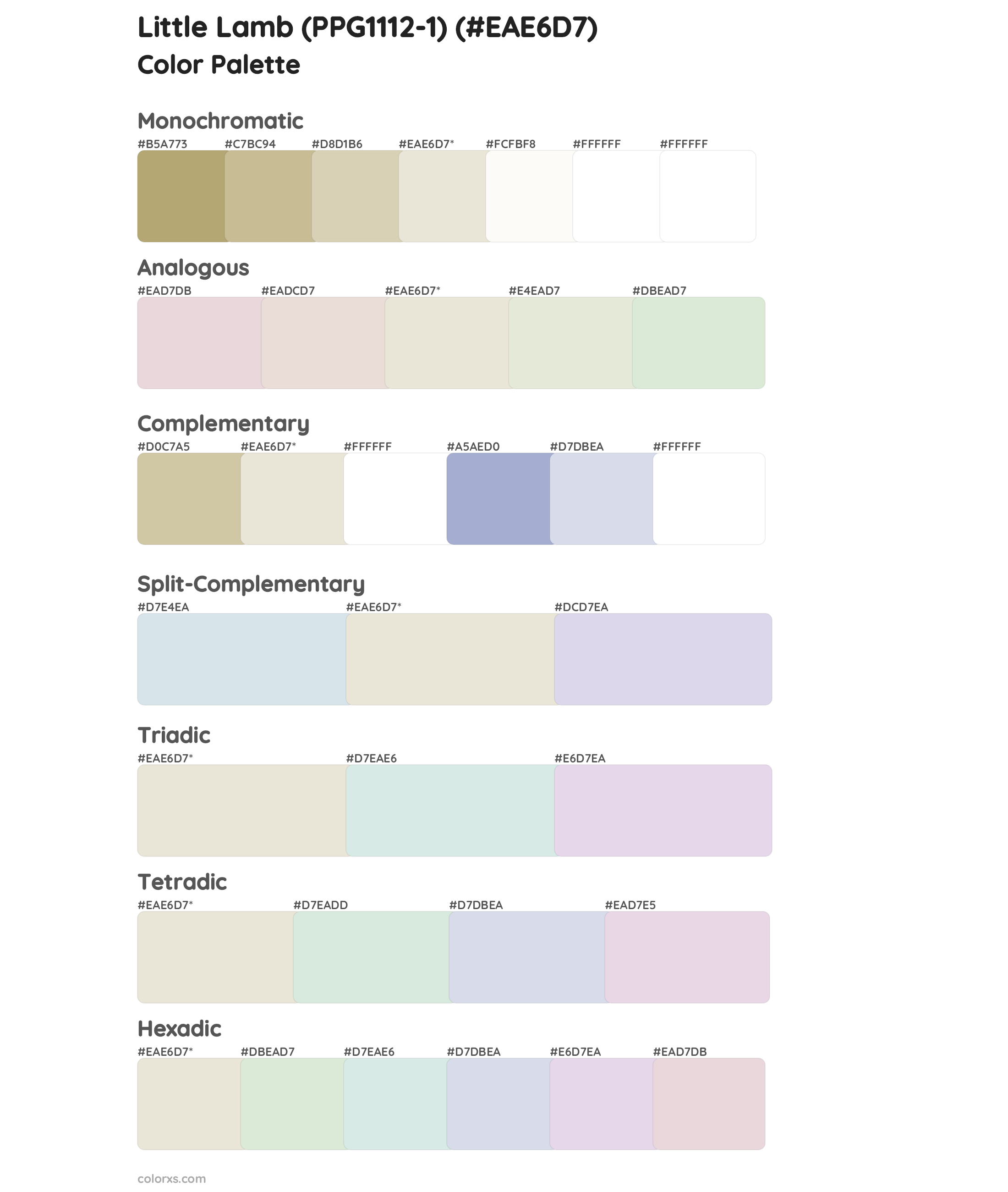 Little Lamb (PPG1112-1) Color Scheme Palettes