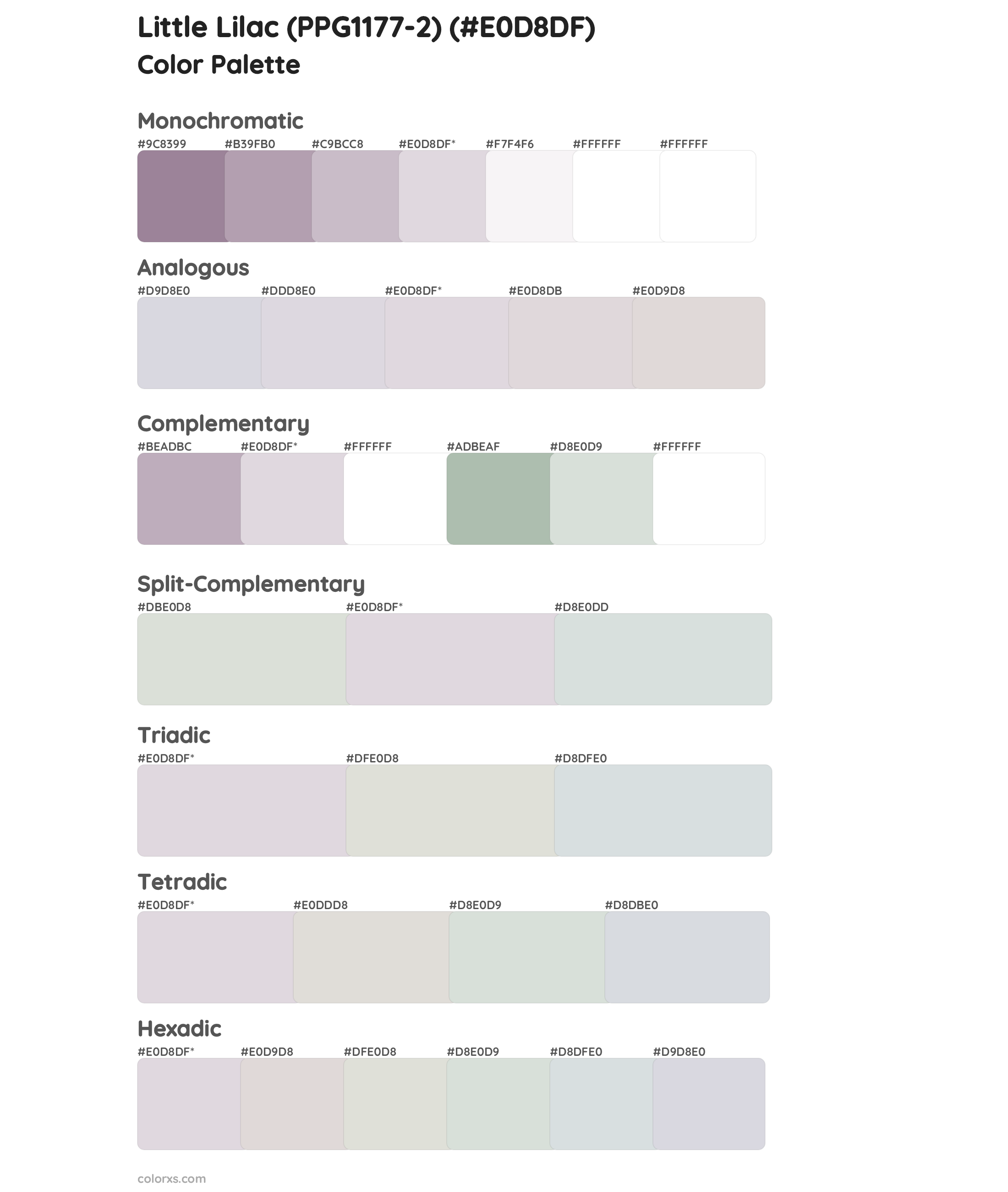 Little Lilac (PPG1177-2) Color Scheme Palettes