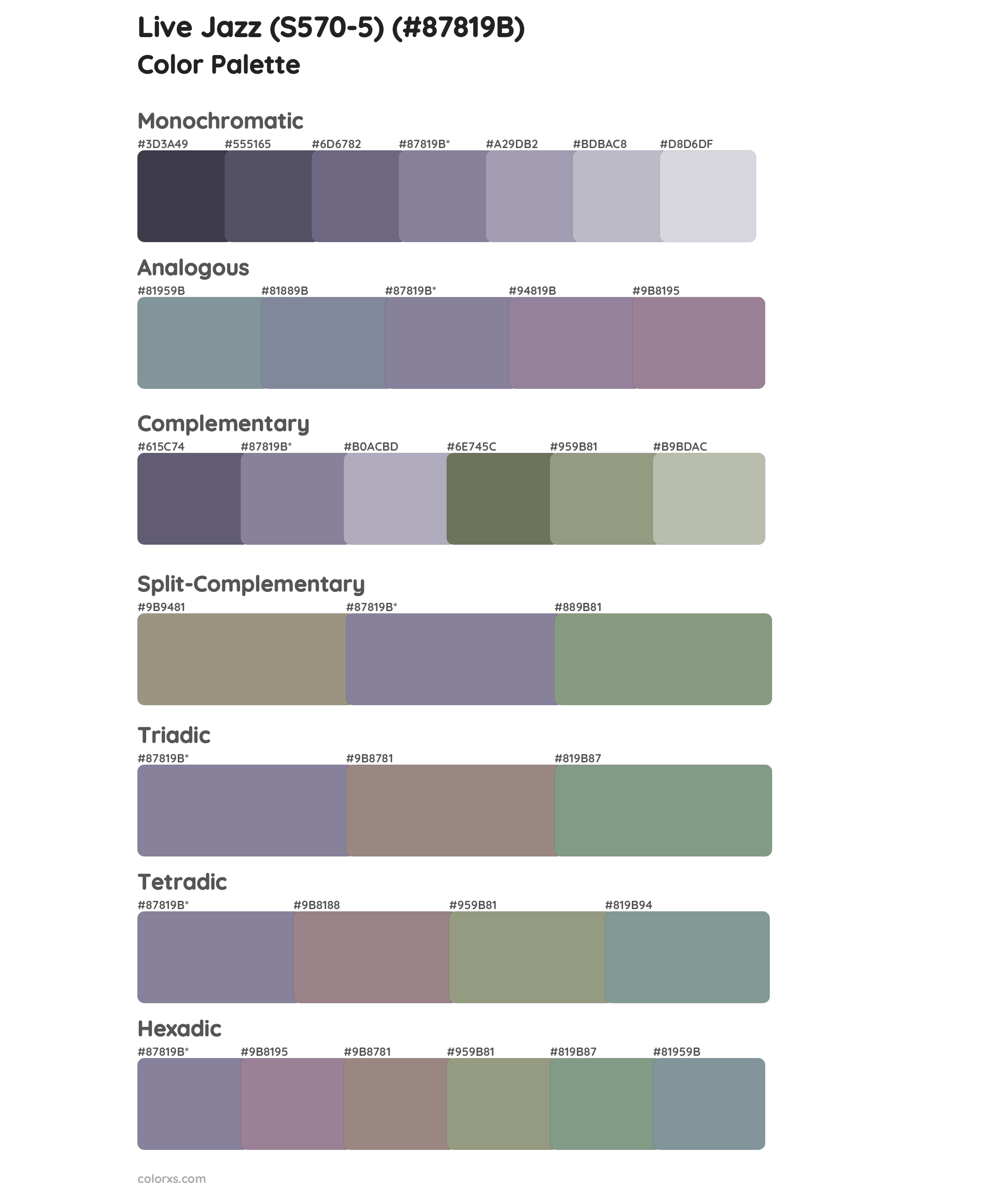 Live Jazz (S570-5) Color Scheme Palettes