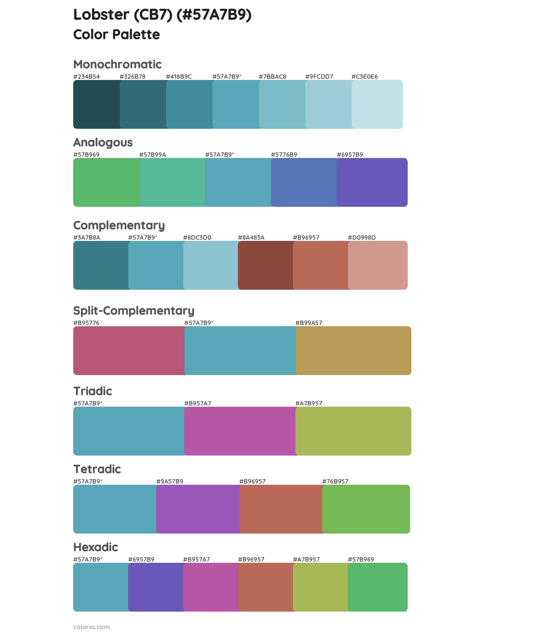 Lobster (CB7) Color Scheme Palettes