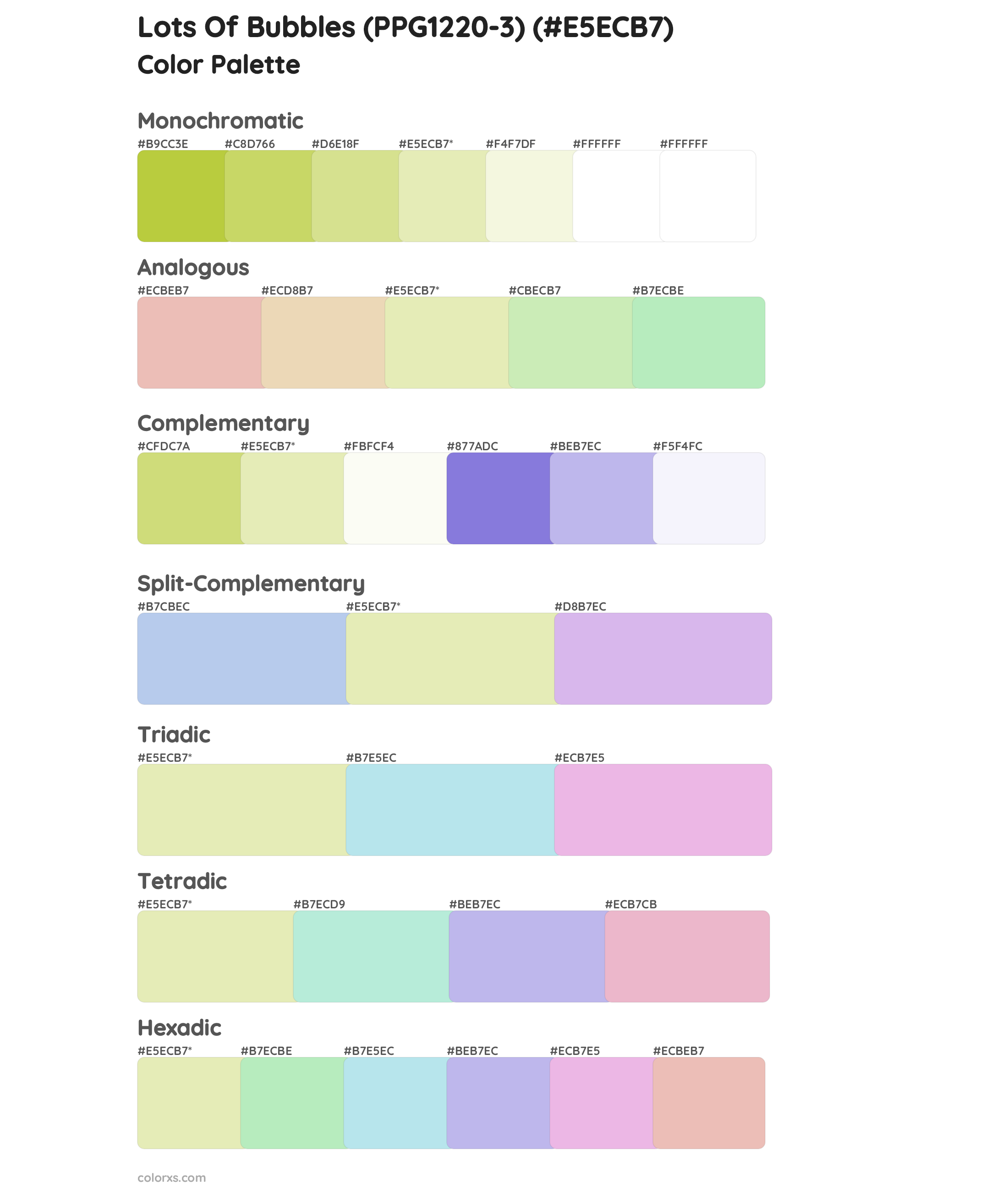 Lots Of Bubbles (PPG1220-3) Color Scheme Palettes