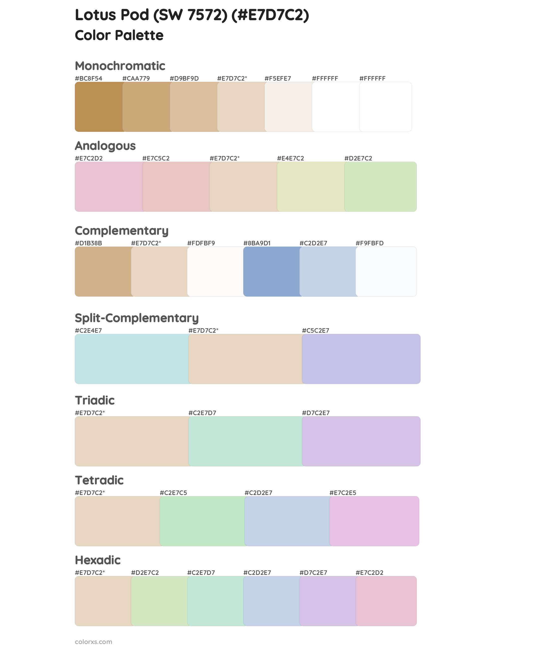 Lotus Pod (SW 7572) Color Scheme Palettes