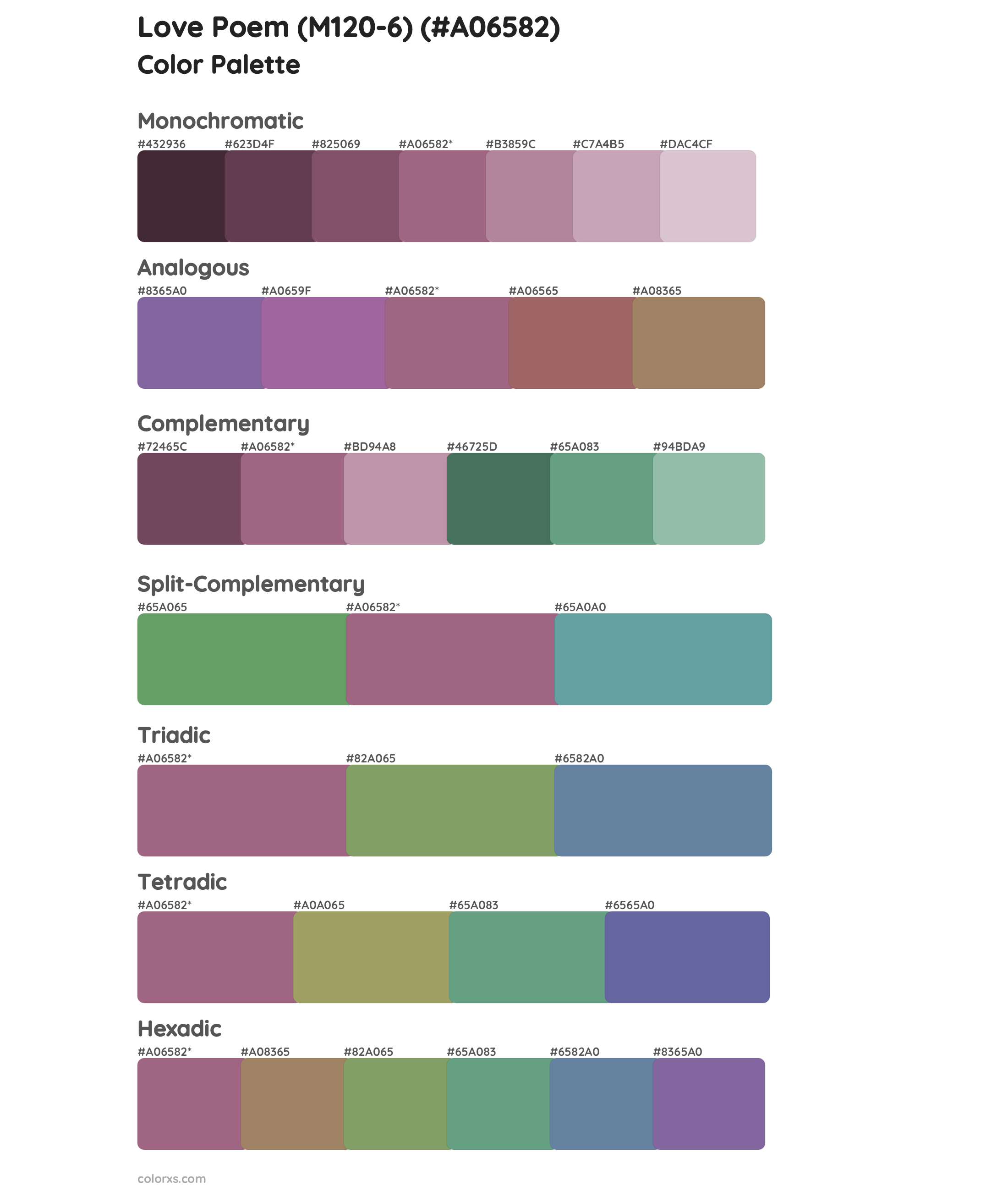 Love Poem (M120-6) Color Scheme Palettes