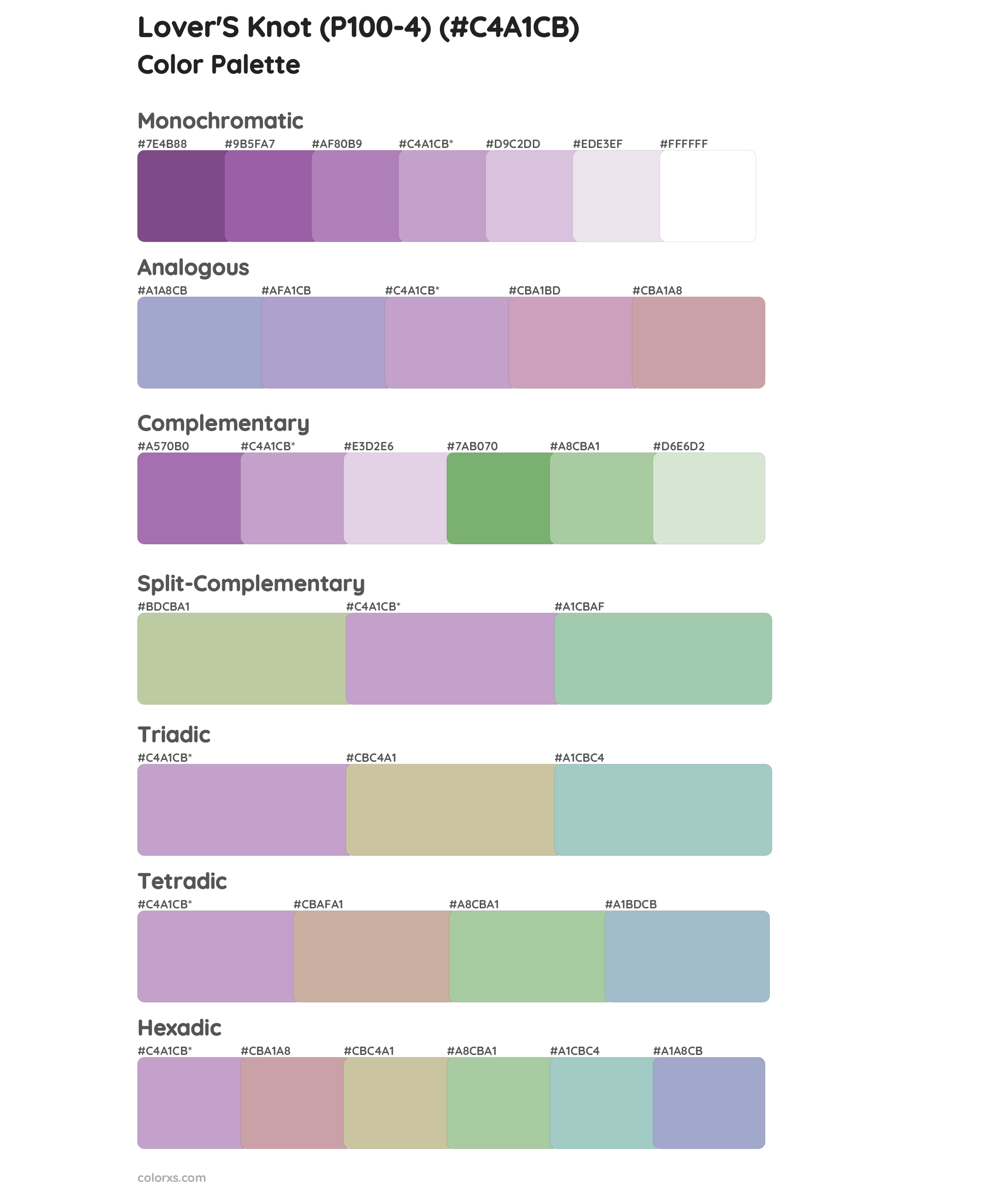 Lover'S Knot (P100-4) Color Scheme Palettes