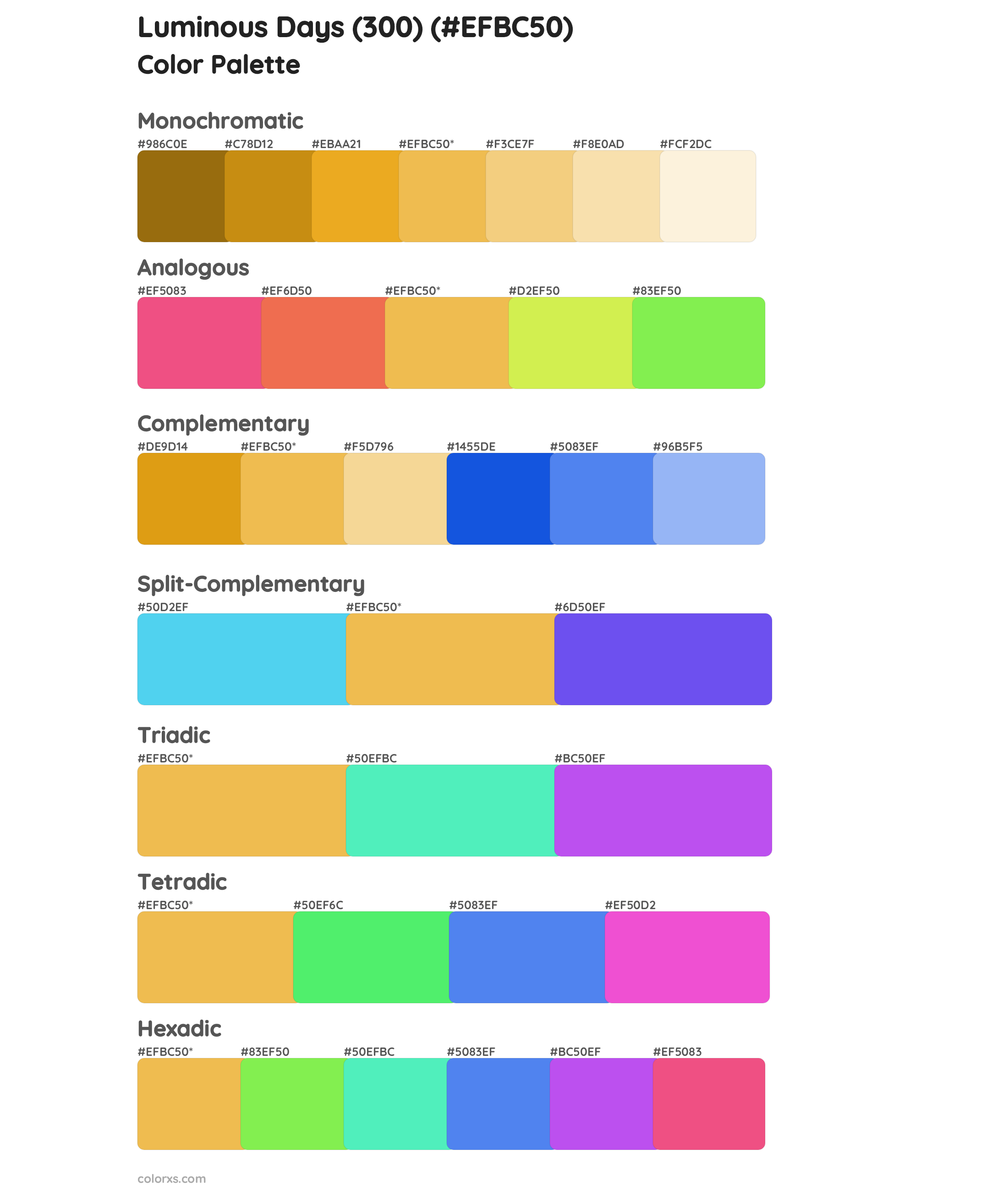 Luminous Days (300) Color Scheme Palettes