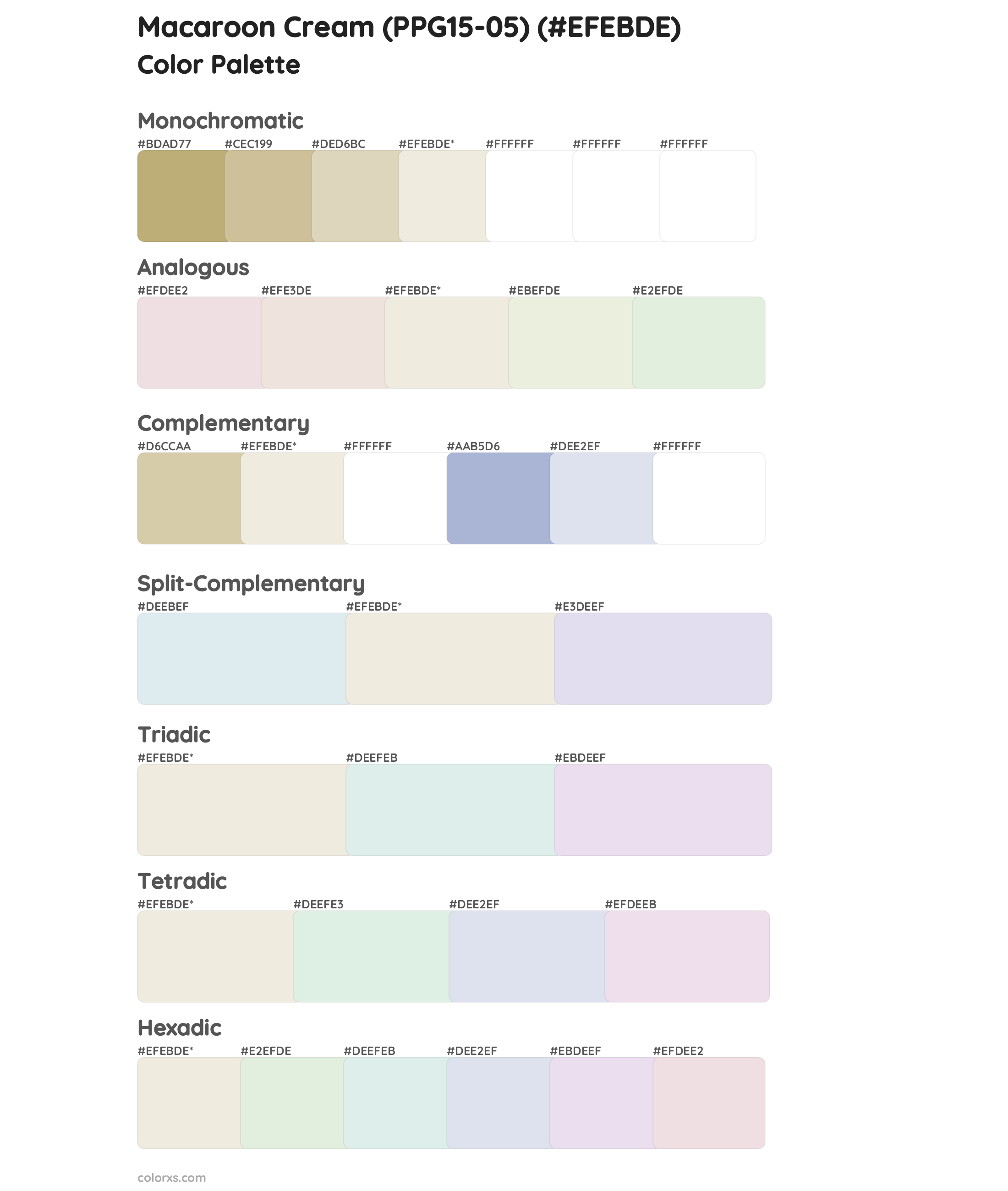 Macaroon Cream (PPG15-05) Color Scheme Palettes