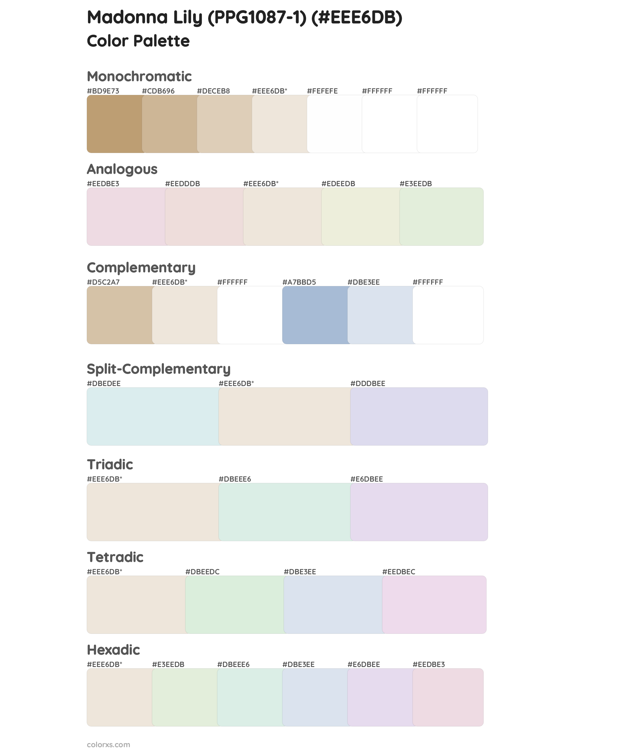 Madonna Lily (PPG1087-1) Color Scheme Palettes