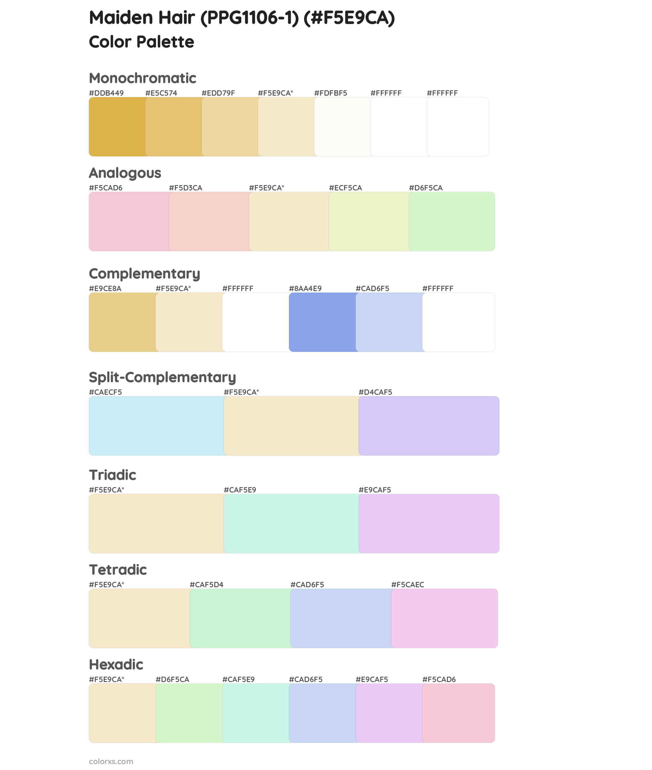 Maiden Hair (PPG1106-1) Color Scheme Palettes