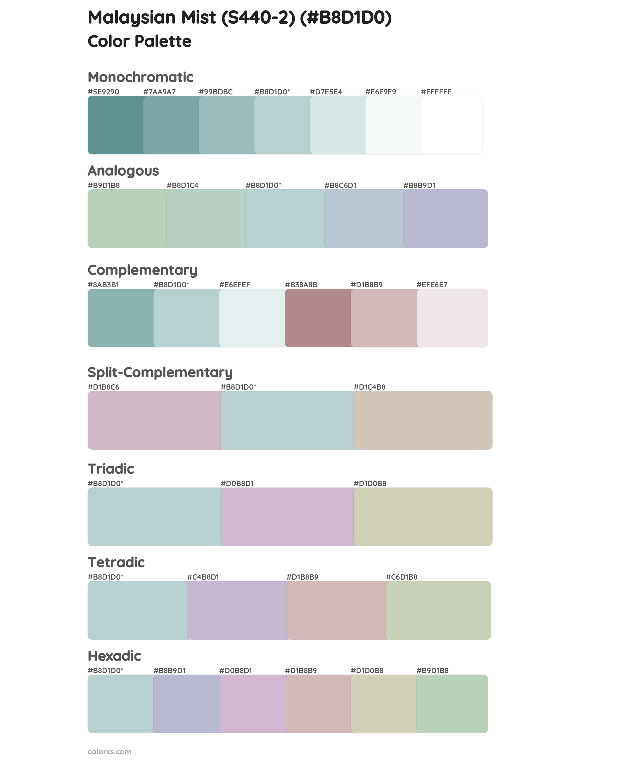 Malaysian Mist (S440-2) Color Scheme Palettes