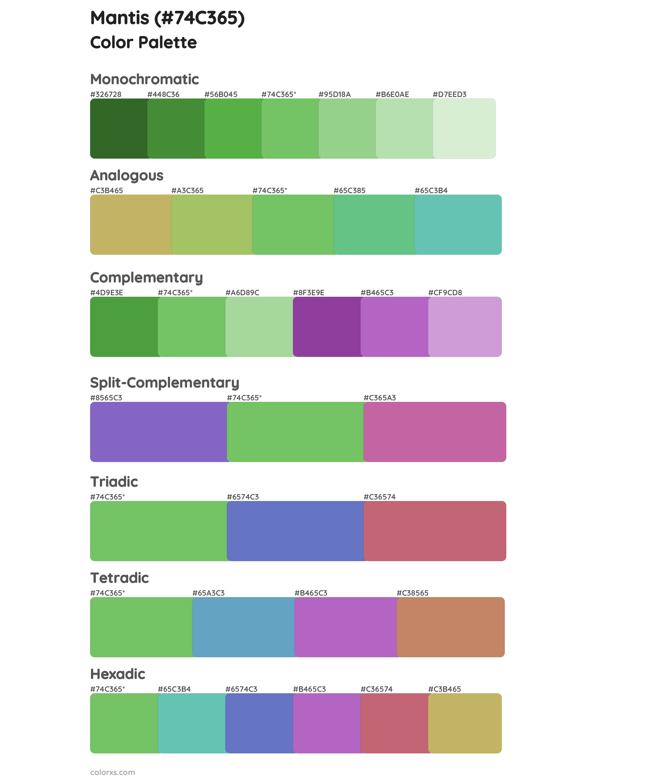 Mantis Color Scheme Palettes