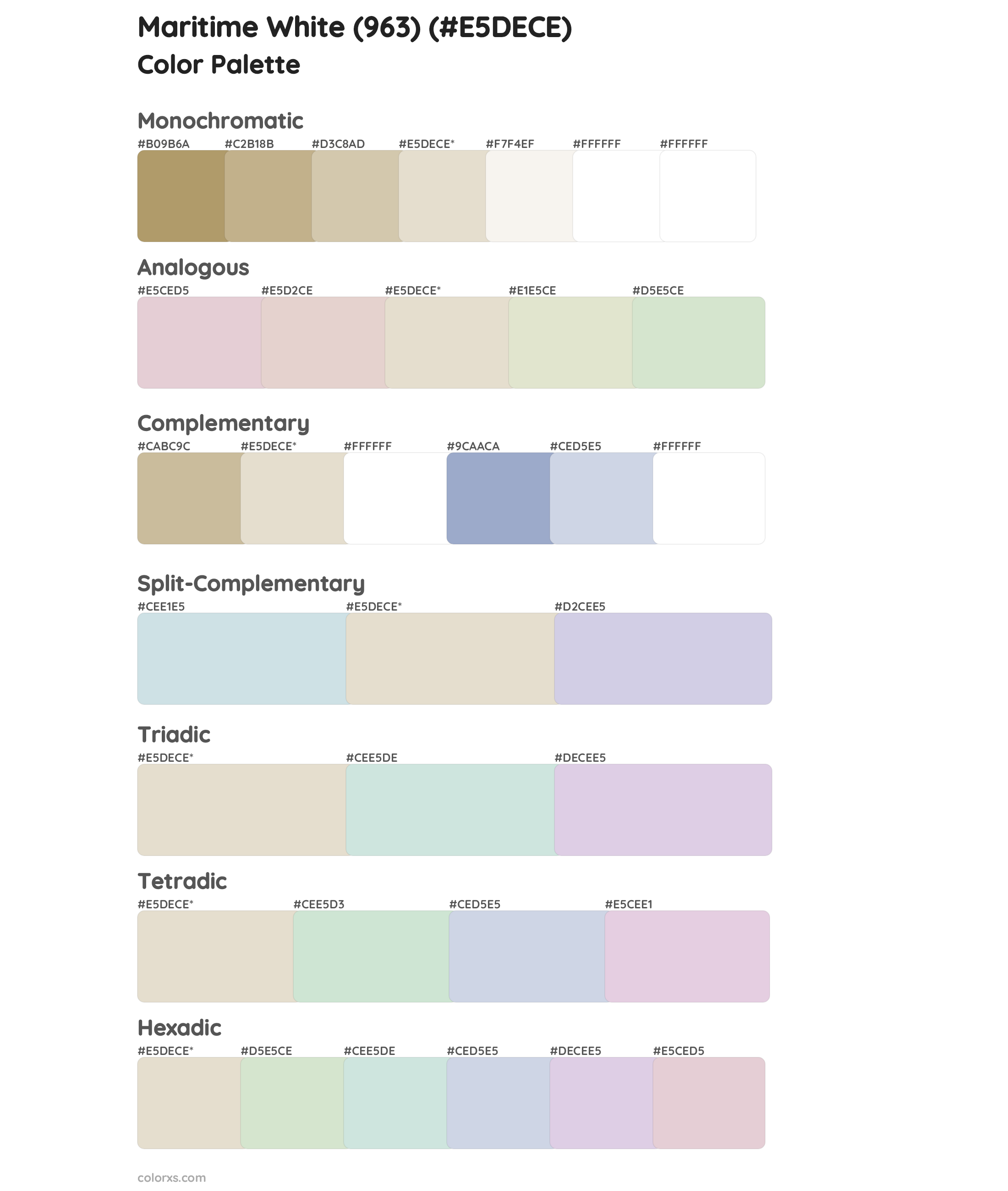 Maritime White (963) Color Scheme Palettes