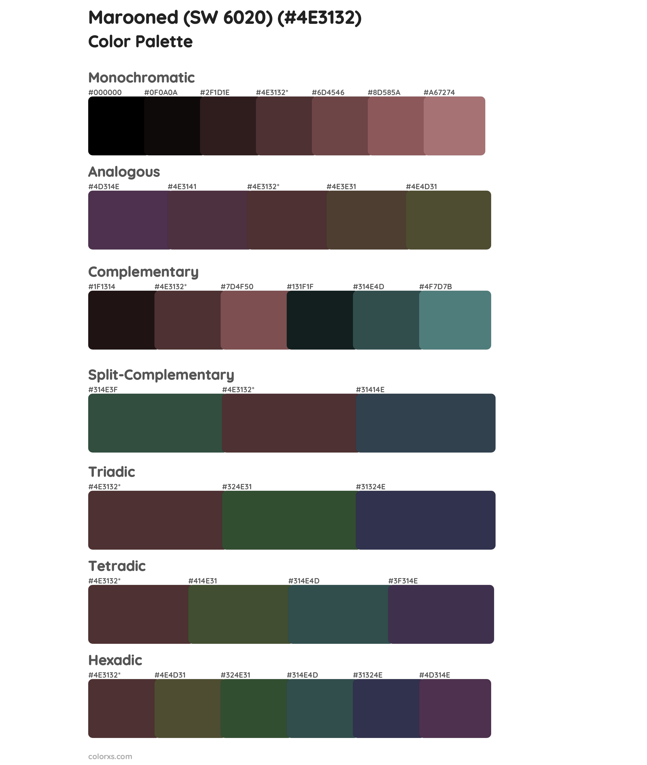 Marooned (SW 6020) Color Scheme Palettes