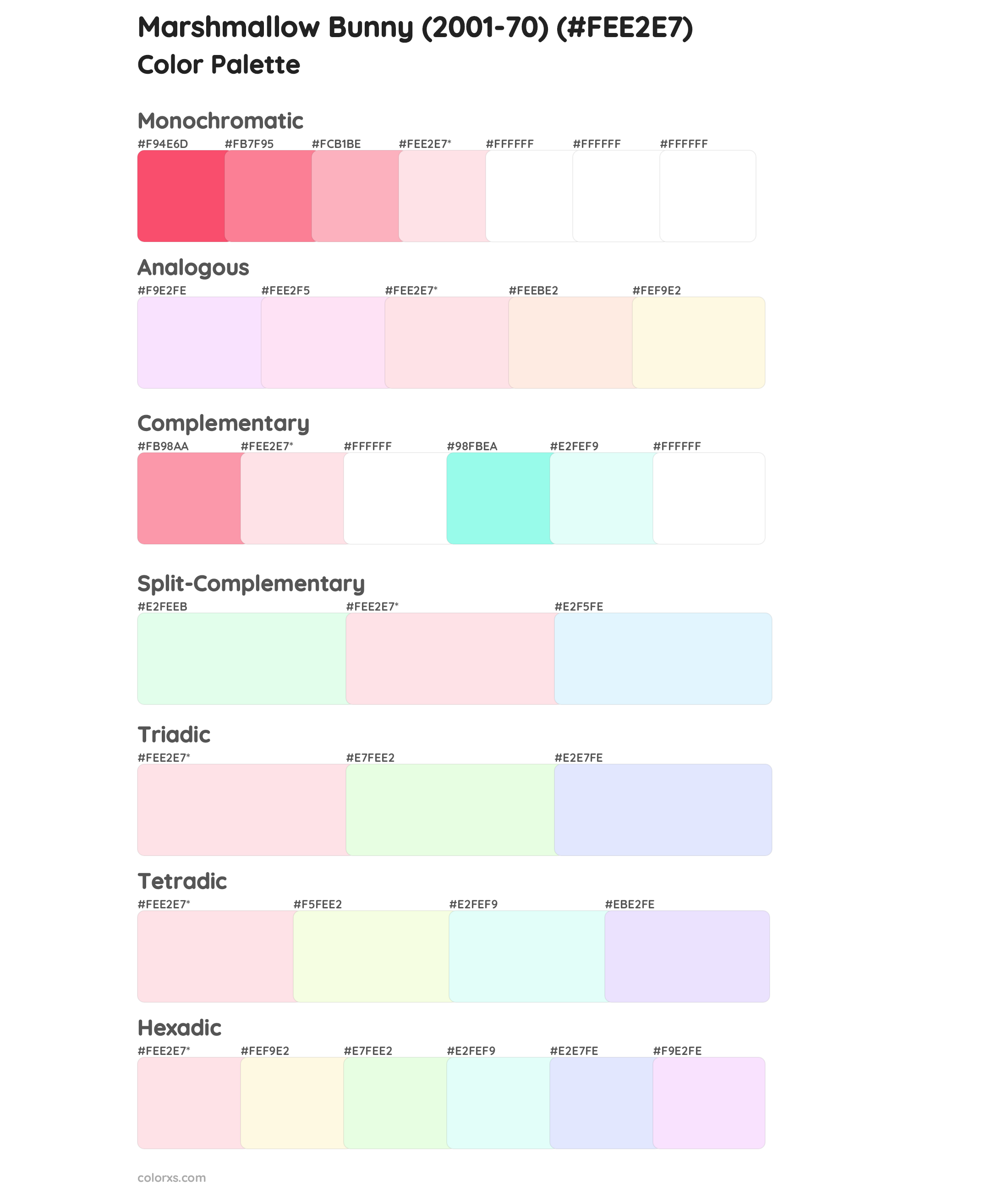 Marshmallow Bunny (2001-70) Color Scheme Palettes