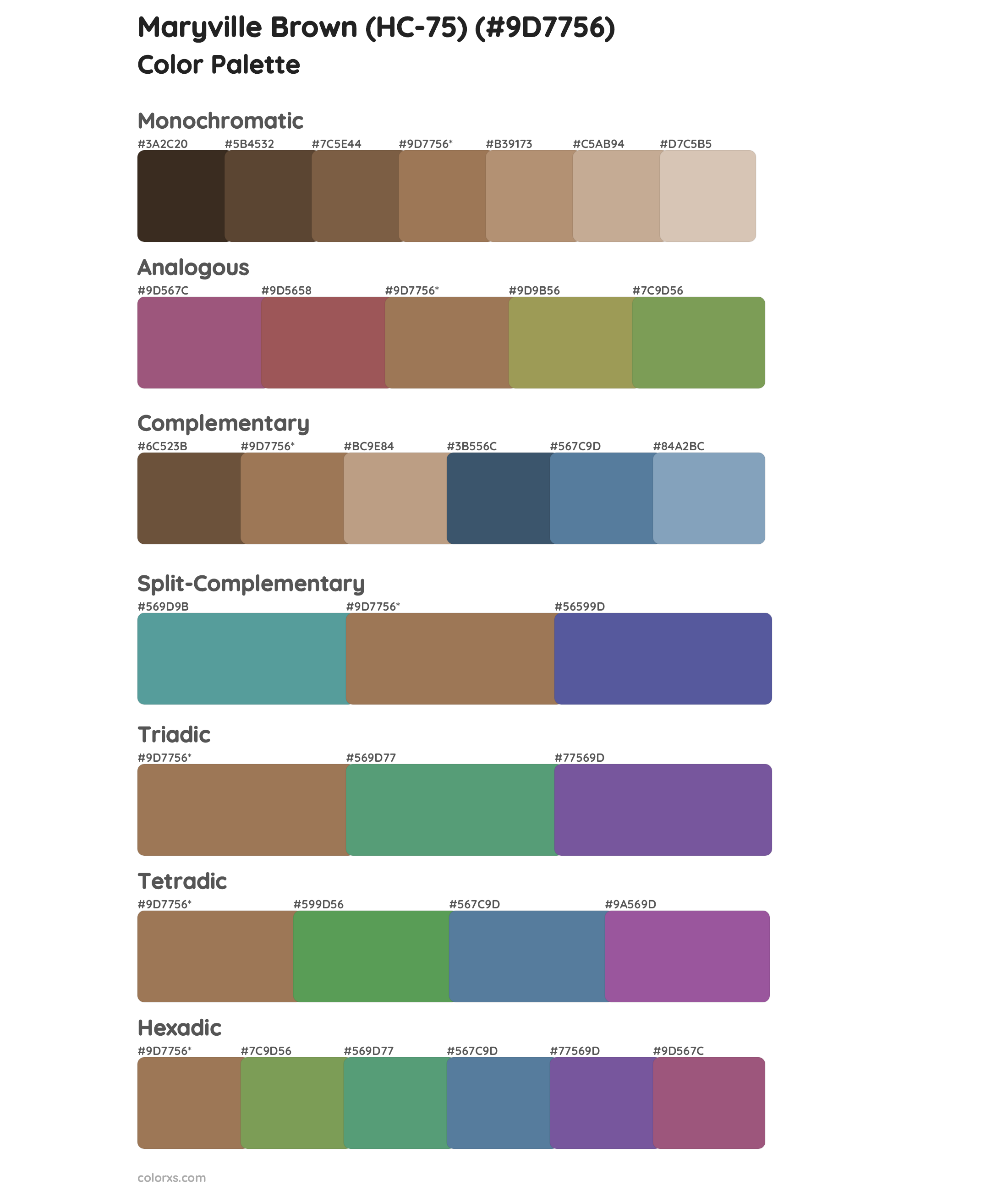 Maryville Brown (HC-75) Color Scheme Palettes