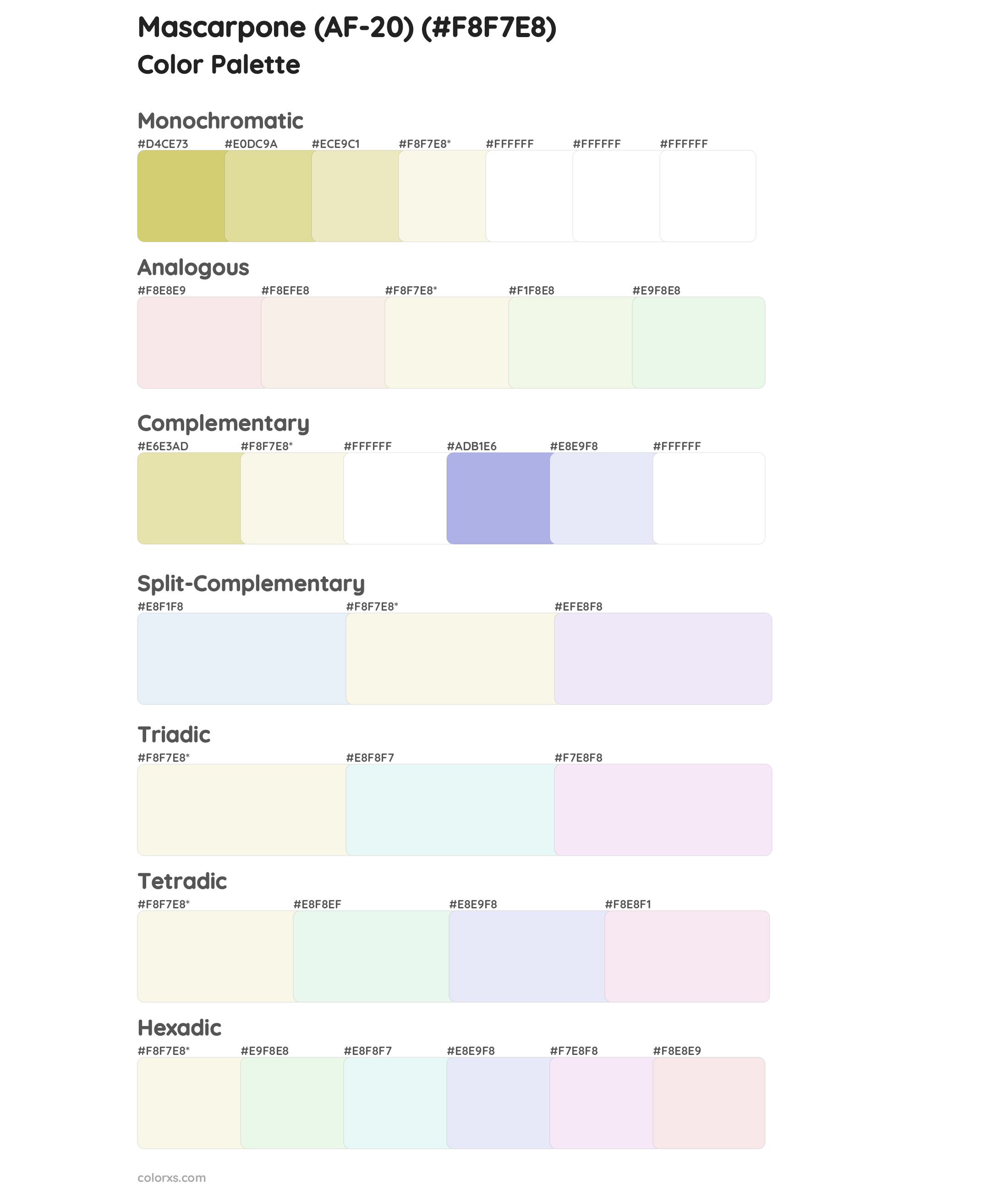 Mascarpone (AF-20) Color Scheme Palettes